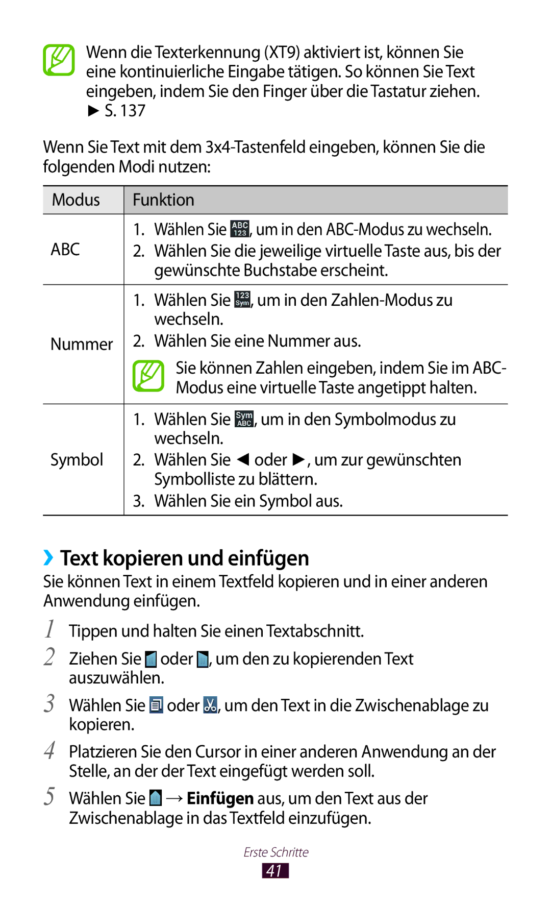 Samsung GT-I8160OKAHUI, GT-I8160ZWADBT manual ››Text kopieren und einfügen, Wählen Sie, Gewünschte Buchstabe erscheint 