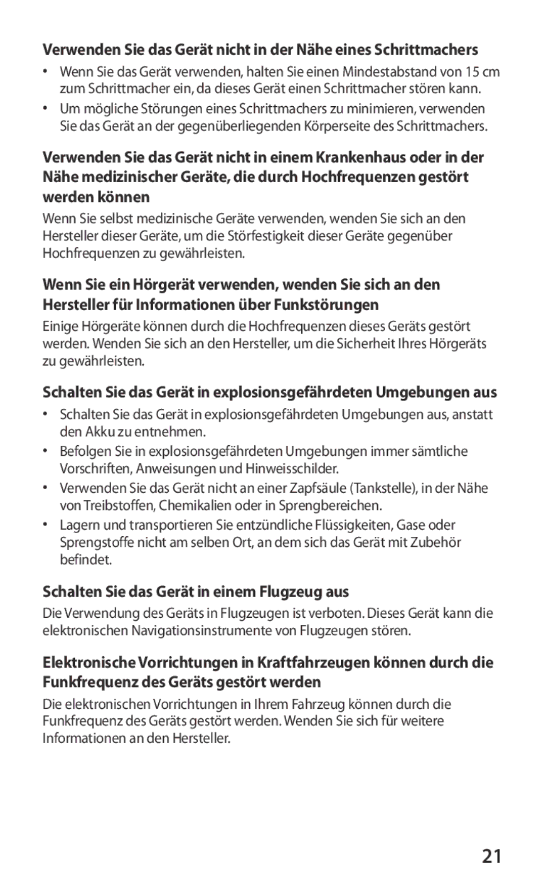 Samsung GT-I8160OKAVIT, GT-I8160ZWADBT, GT-I8160OKAEPL, GT-I8160OKAXEO manual Schalten Sie das Gerät in einem Flugzeug aus 