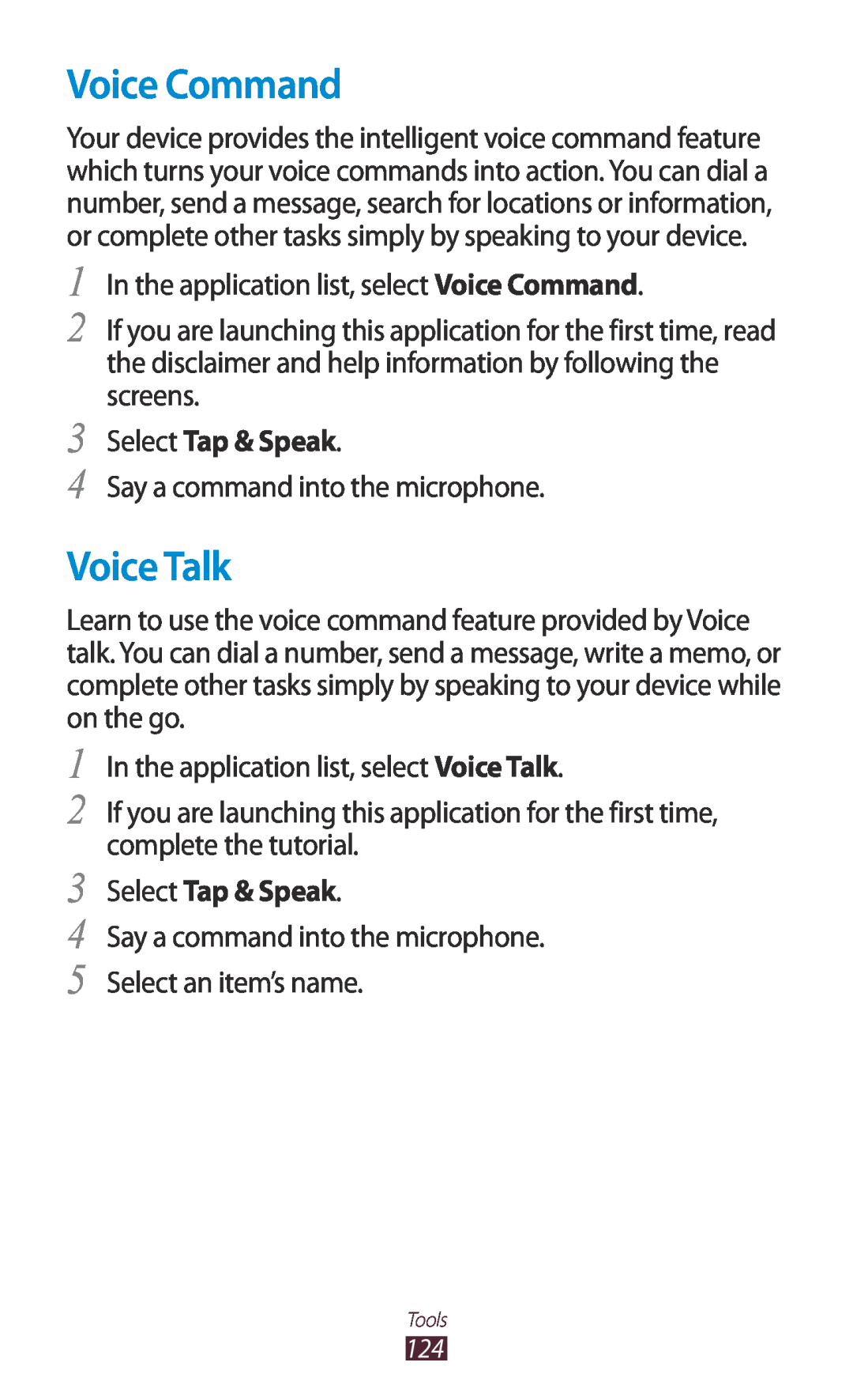 Samsung GT-I8160OKAEUR, GT-I8160ZWADBT, GT-I8160OKAEPL, GT-I8160OKAXEO, GT-I8160OKATUR manual Voice Command, Voice Talk 