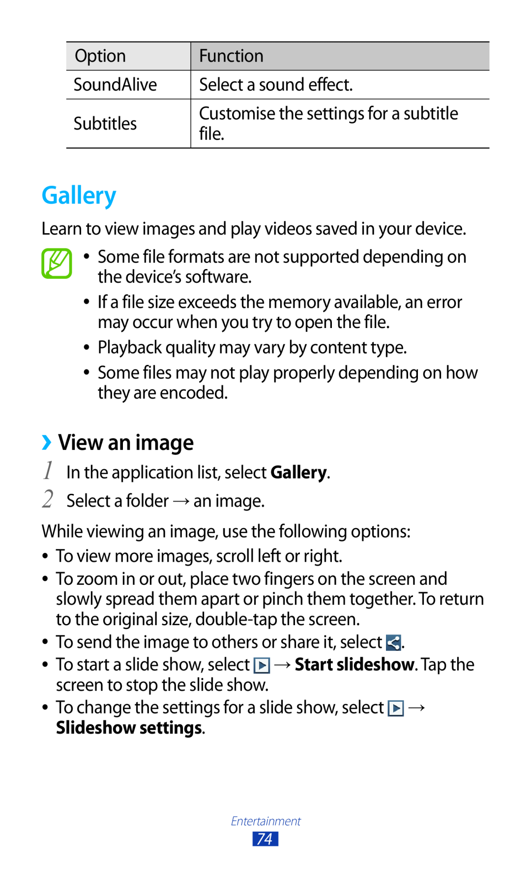 Samsung GT-I8160OKAXEO, GT-I8160ZWADBT, GT-I8160OKAEPL, GT-I8160OKATUR, GT-I8160OKAEUR manual Gallery, ››View an image 