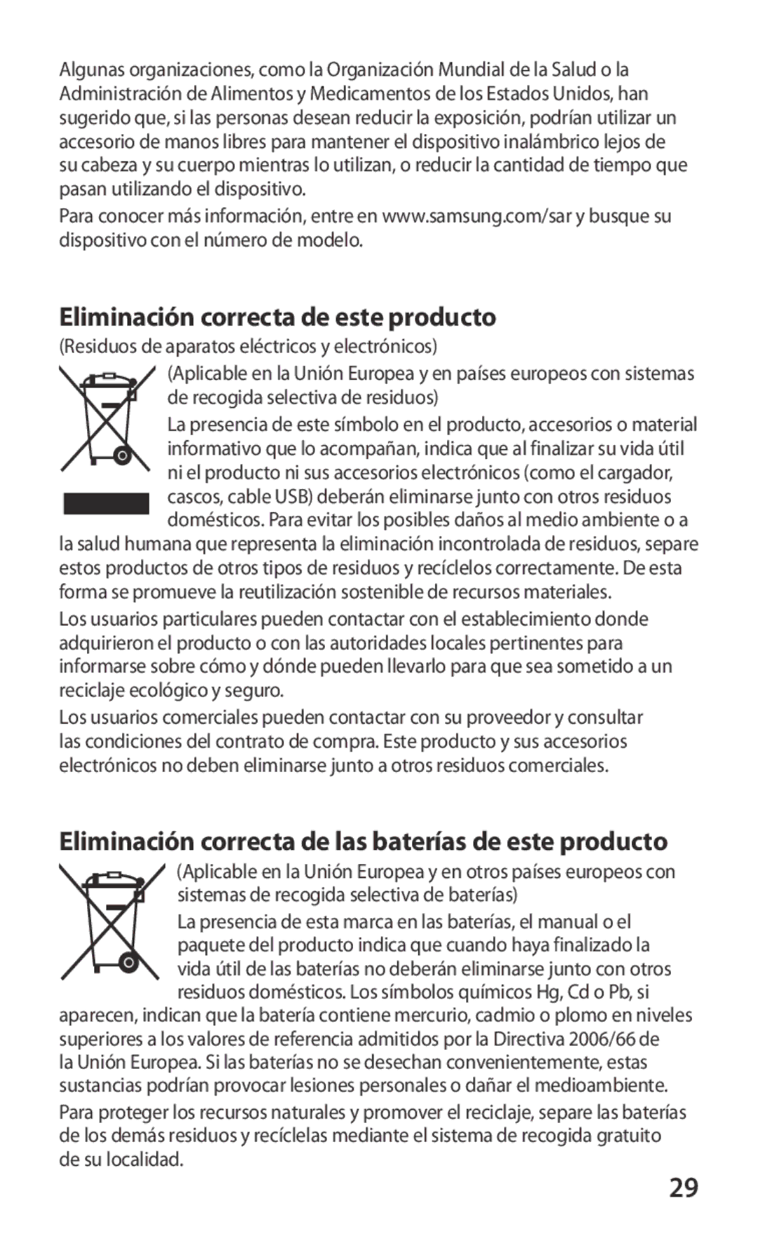 Samsung GT-I8160ZWASEB, GT-I8160ZWADBT, GT-I8160OKAXEO, GT-I8160ZWAITV, GT-I8160ZWAXEO Eliminación correcta de este producto 