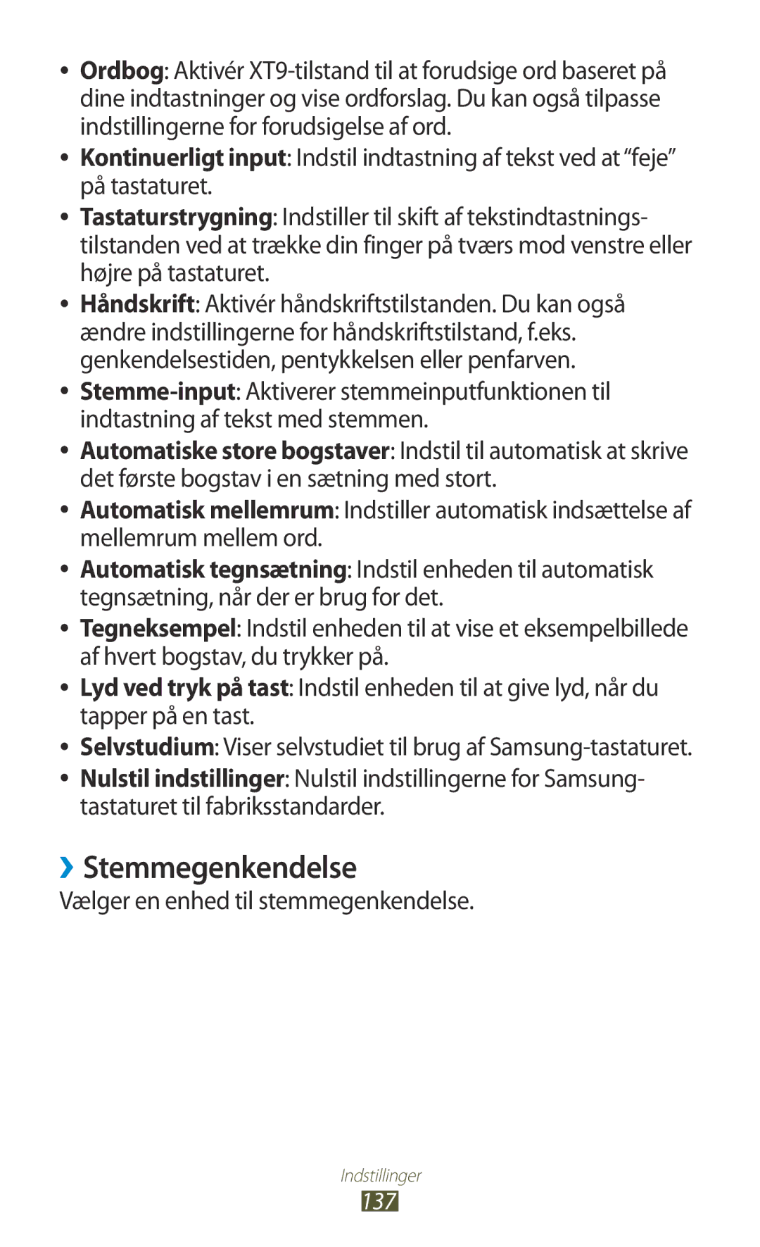 Samsung GT-I8160OKANEE, GT-I8160ZWANEE manual ››Stemmegenkendelse, Vælger en enhed til stemmegenkendelse 