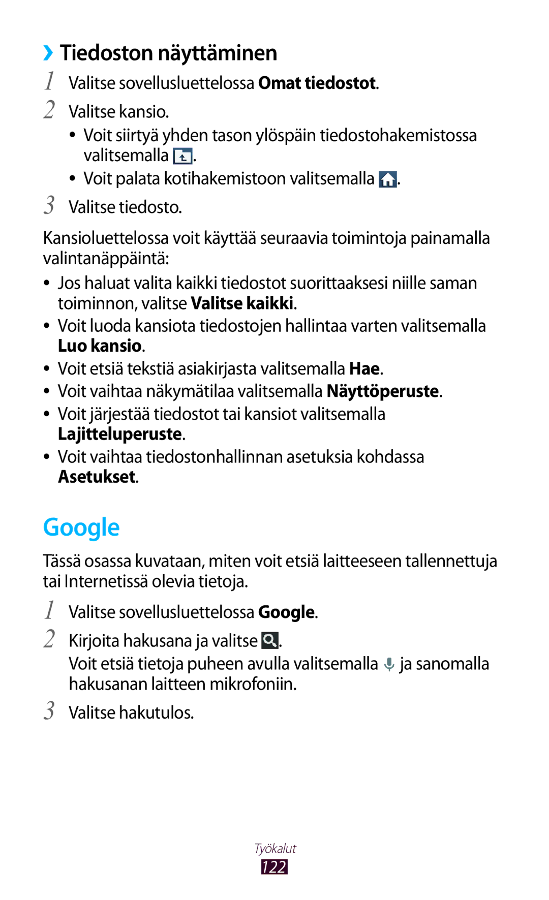 Samsung GT-I8160ZWANEE, GT-I8160OKANEE manual Google, ››Tiedoston näyttäminen 