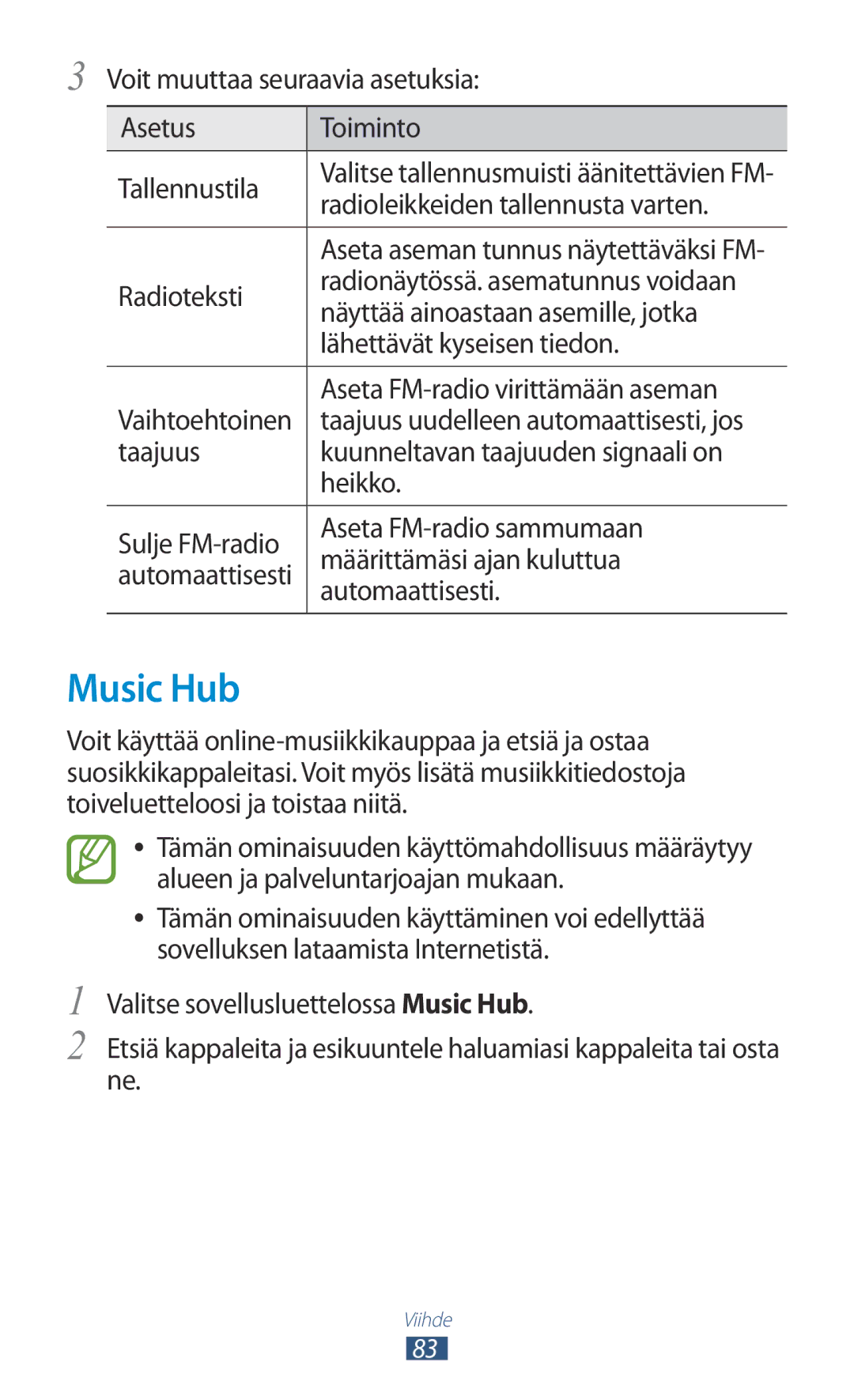 Samsung GT-I8160OKANEE, GT-I8160ZWANEE manual Music Hub 