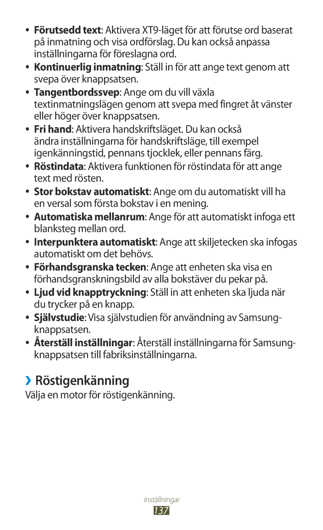 Samsung GT-I8160OKANEE, GT-I8160ZWANEE manual ››Röstigenkänning, Välja en motor för röstigenkänning 