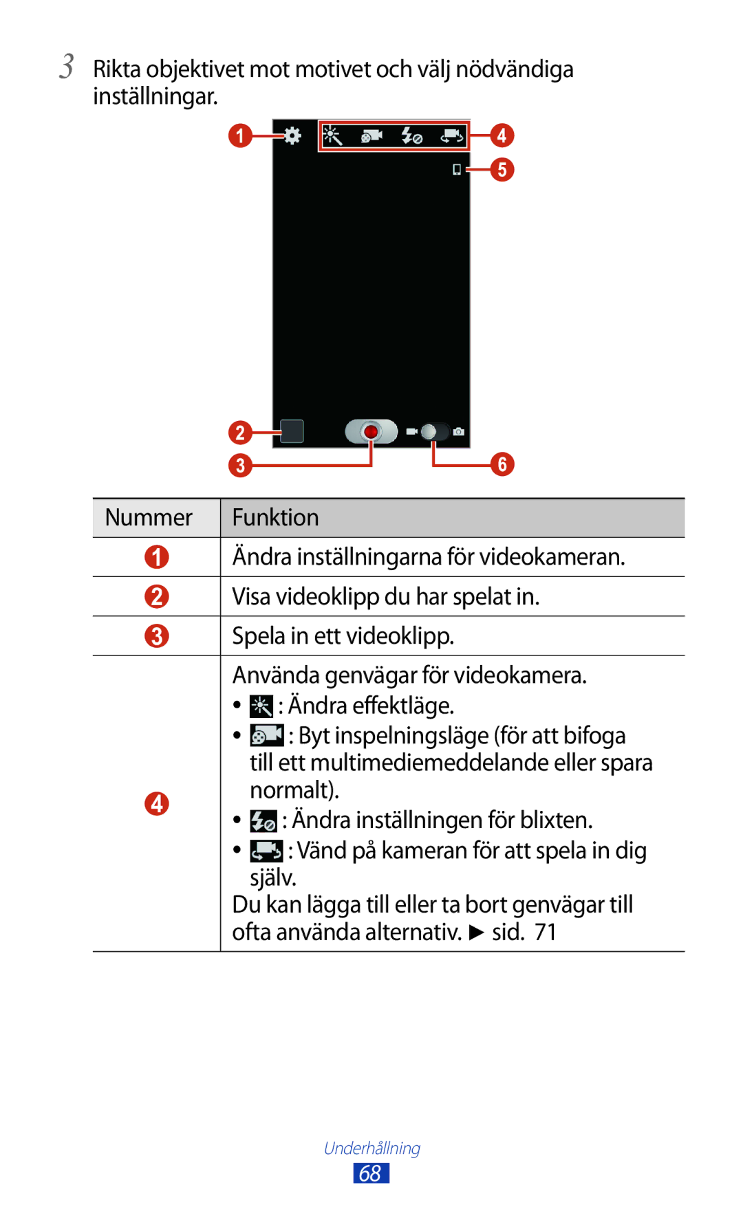 Samsung GT-I8160ZWANEE manual Normalt, Ändra inställningen för blixten, Du kan lägga till eller ta bort genvägar till 