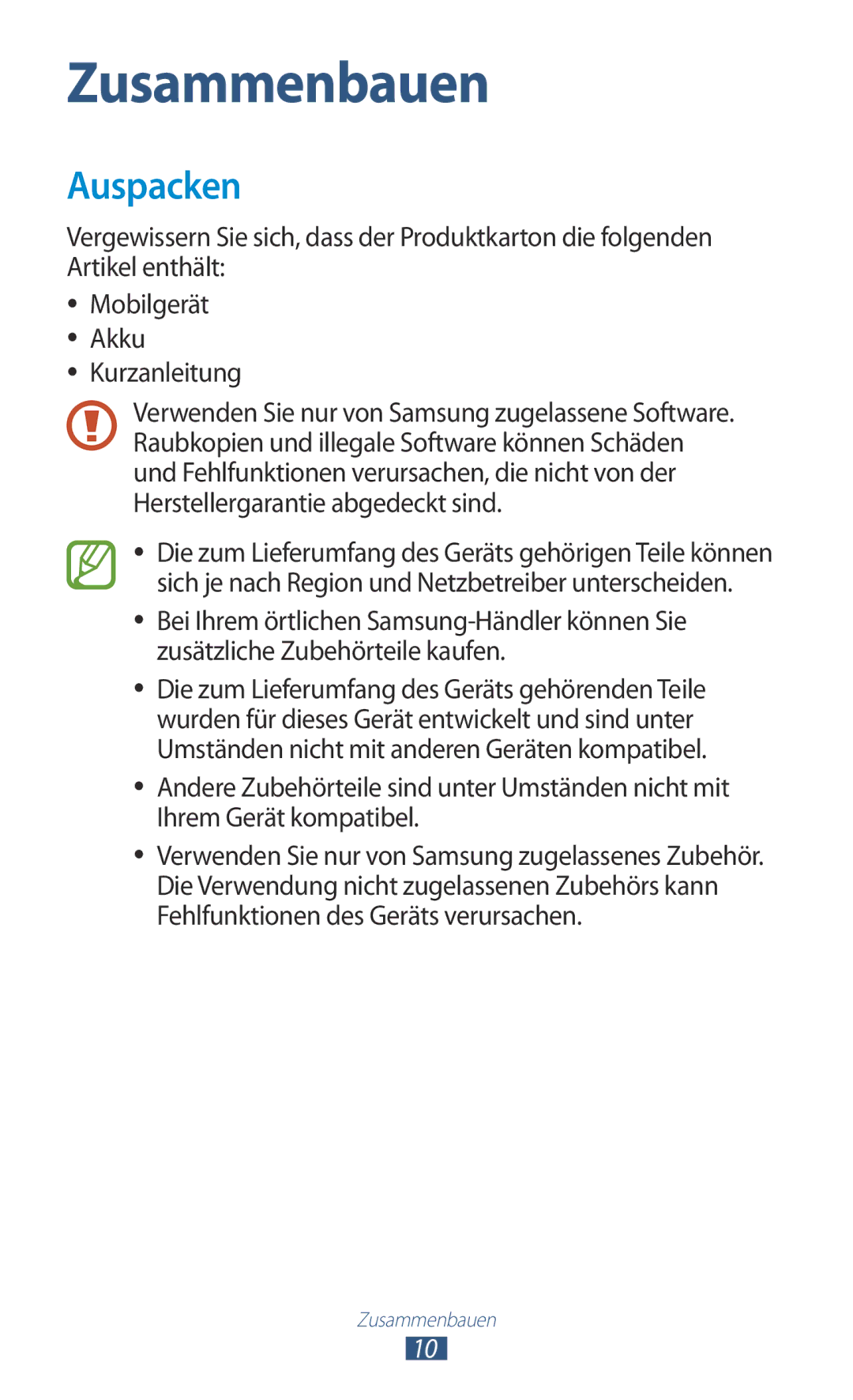 Samsung GT-I8160ZWPVIA, GT-I8160ZWPDBT, GT-I8160OKPEPL, GT-I8160OKPDBT, GT-I8160OKPVIA manual Auspacken, Kurzanleitung 