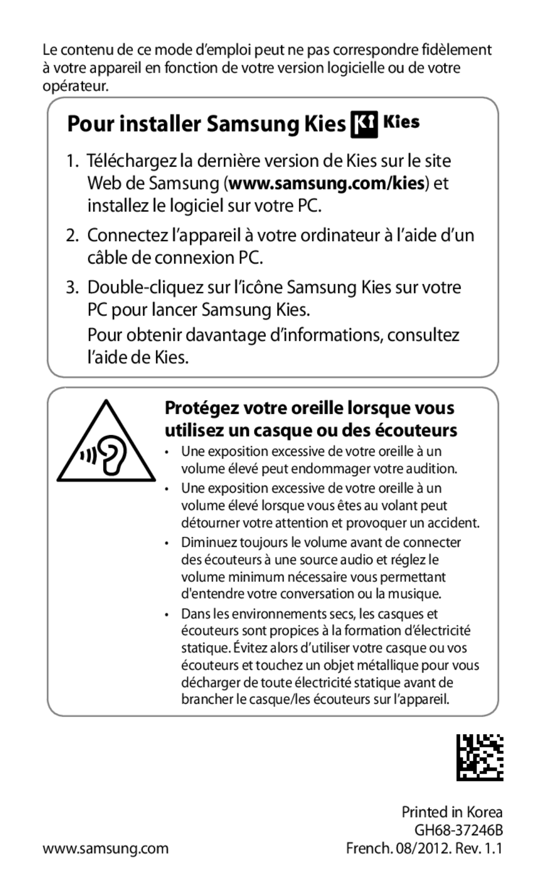 Samsung GT-I8160ZWAVVT, GT-I8160ZWZGBL, GT-I8160ZWAGBL, GT2I8160ZWAVVT, GT2I8160OKAVVT manual Pour installer Samsung Kies 