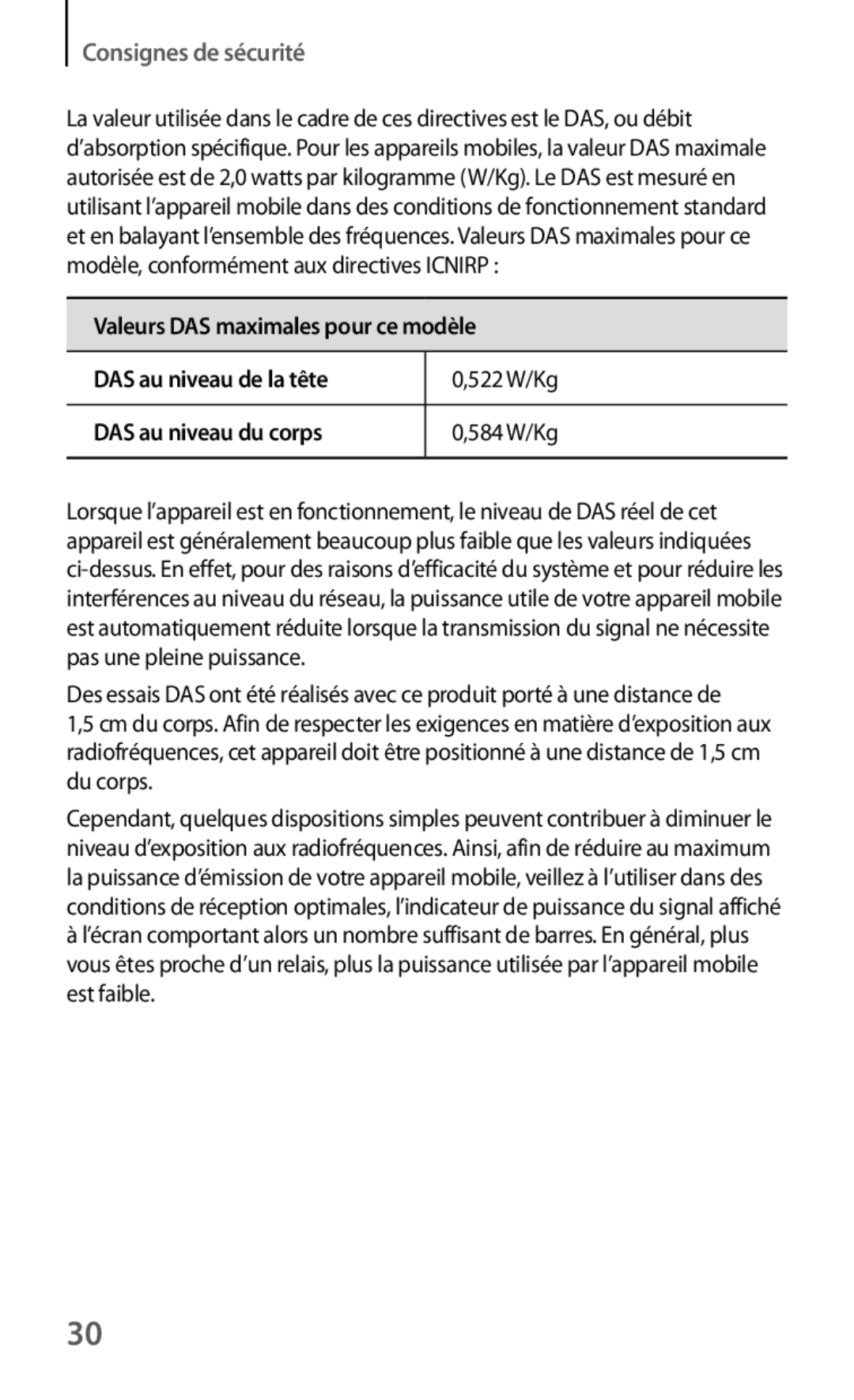 Samsung GT-I8190MBABGL, GT-I8190MBAMTL, GT-I8190MBAVVT, GT-I8190RWAVVT, GT2I8190MBABGL, GT-I8190ZWZGBL Consignes de sécurité 