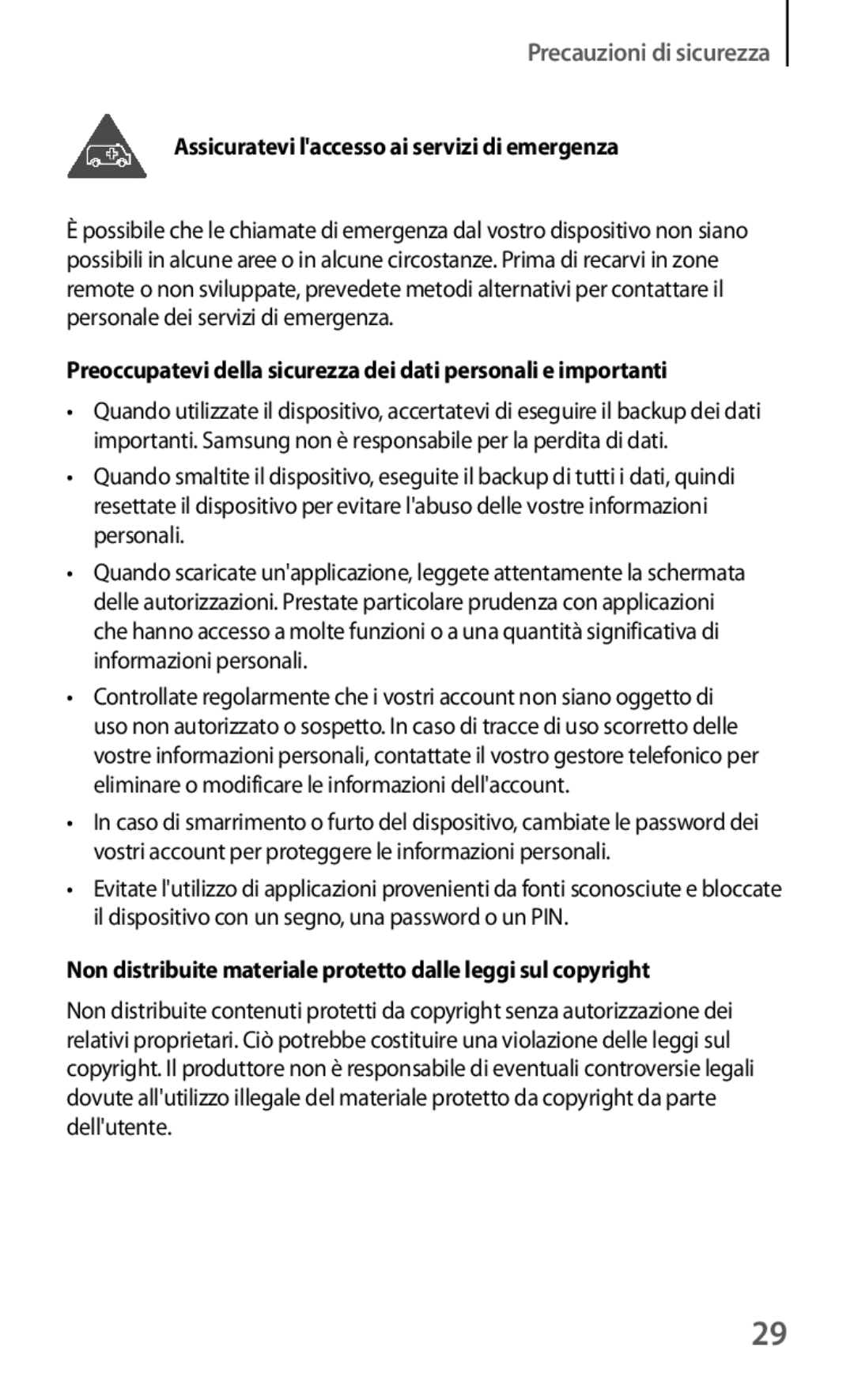 Samsung GT-I8190RWNOMN, GT-I8190MBADBT, GT-I8190MBAITV, GT-I8190MBAHUI manual Assicuratevi laccesso ai servizi di emergenza 