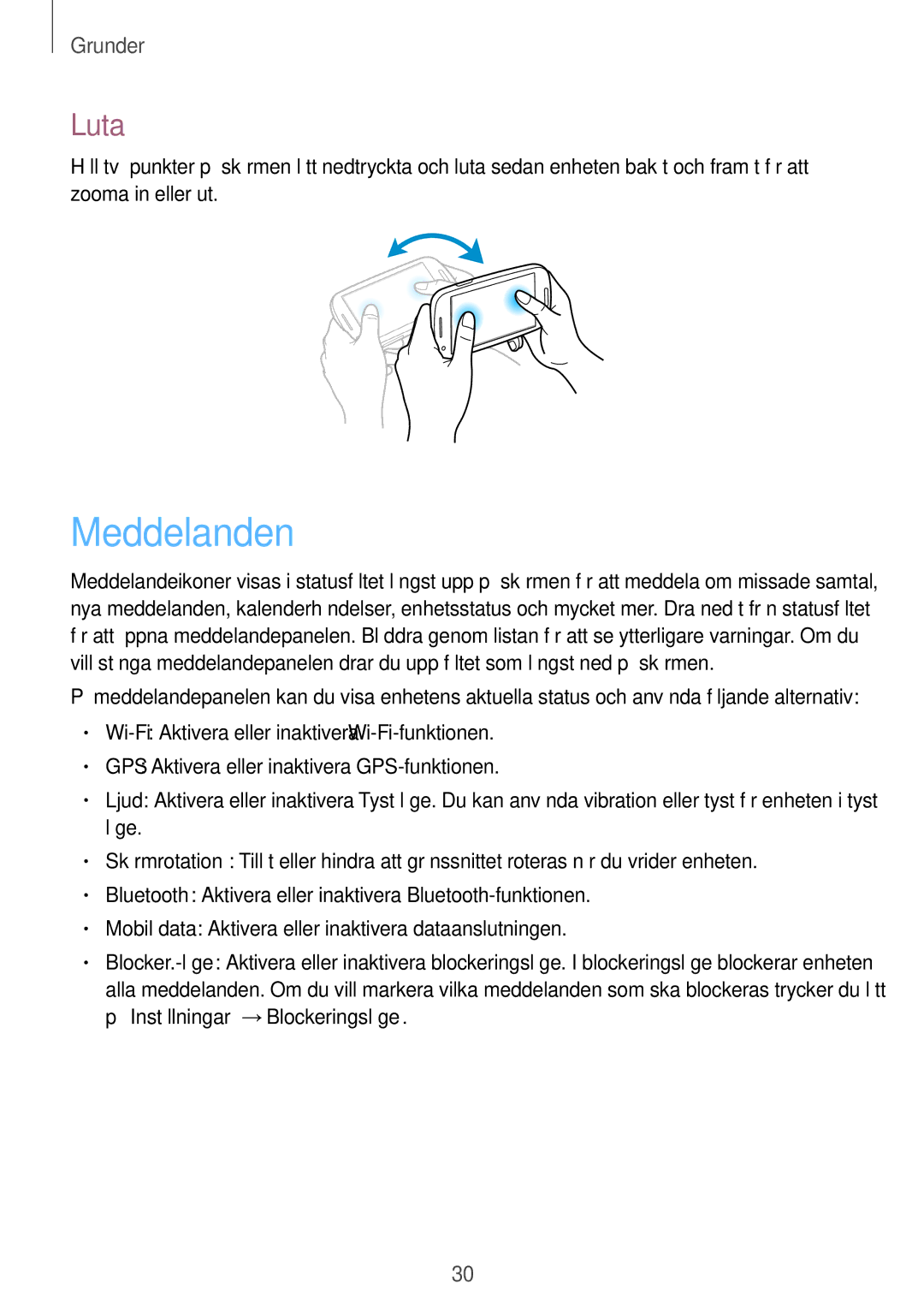 Samsung GT-I8190RWNNEE, GT-I8190MBANEE, GT-I8190GRNNEE, GT-I8190MBNNEE, GT-I8190OKNNEE, GT-I8190ZNNNEE manual Meddelanden, Luta 