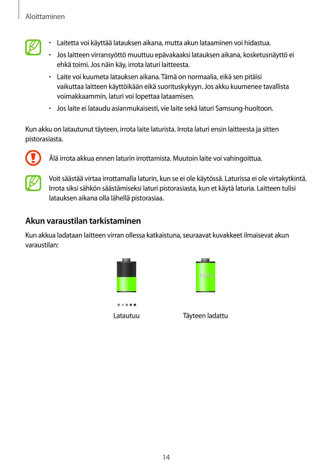 Samsung GT-I8190RWNNEE, GT-I8190MBANEE, GT-I8190GRNNEE, GT-I8190MBNNEE, GT-I8190OKNNEE manual Akun varaustilan tarkistaminen 