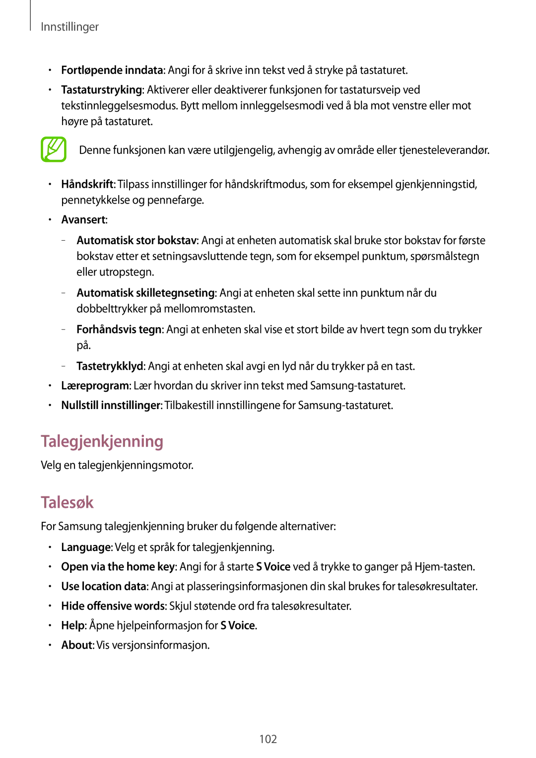 Samsung GT-I8190RWNNEE, GT-I8190MBANEE, GT-I8190GRNNEE, GT-I8190MBNNEE, GT-I8190OKNNEE Talegjenkjenning, Talesøk, Avansert 