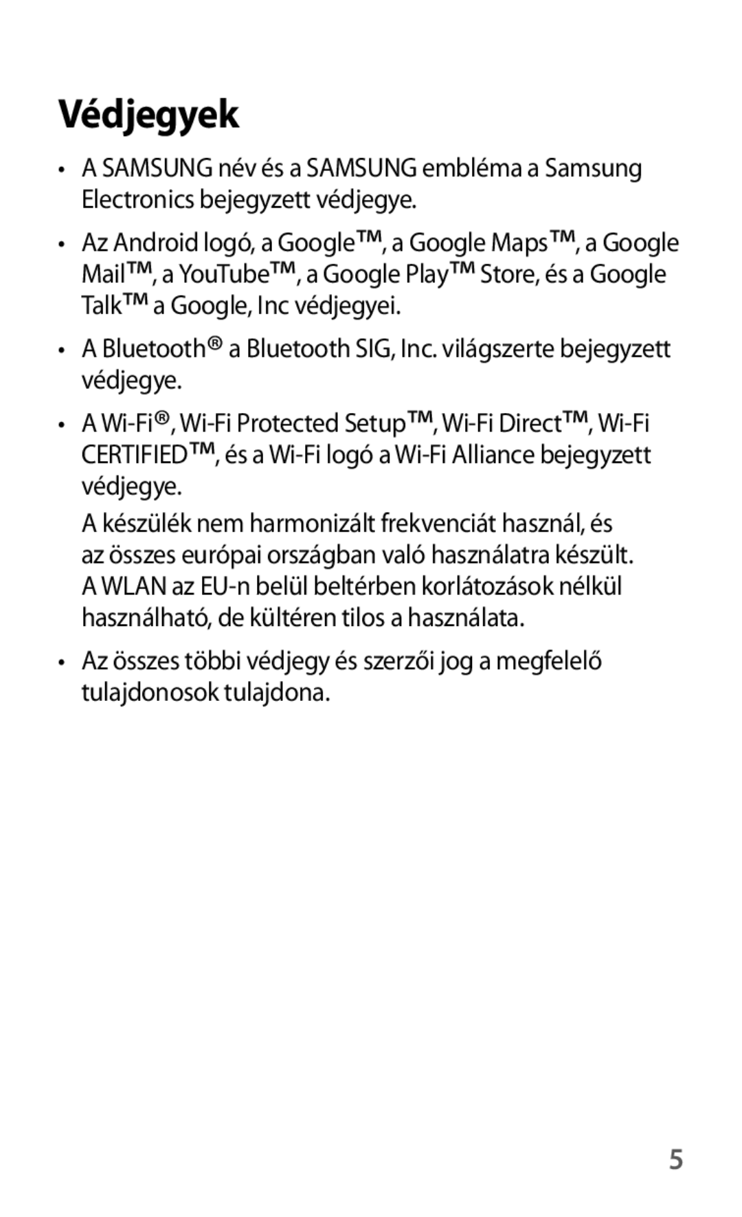 Samsung GT-I8190MBADBT, GT-I8190MBNTPL, GT-I8190OKADBT, GT-I8190ZWZDBT, GT-I8190TANIDE, GT-I8190RWACOS manual Védjegyek 