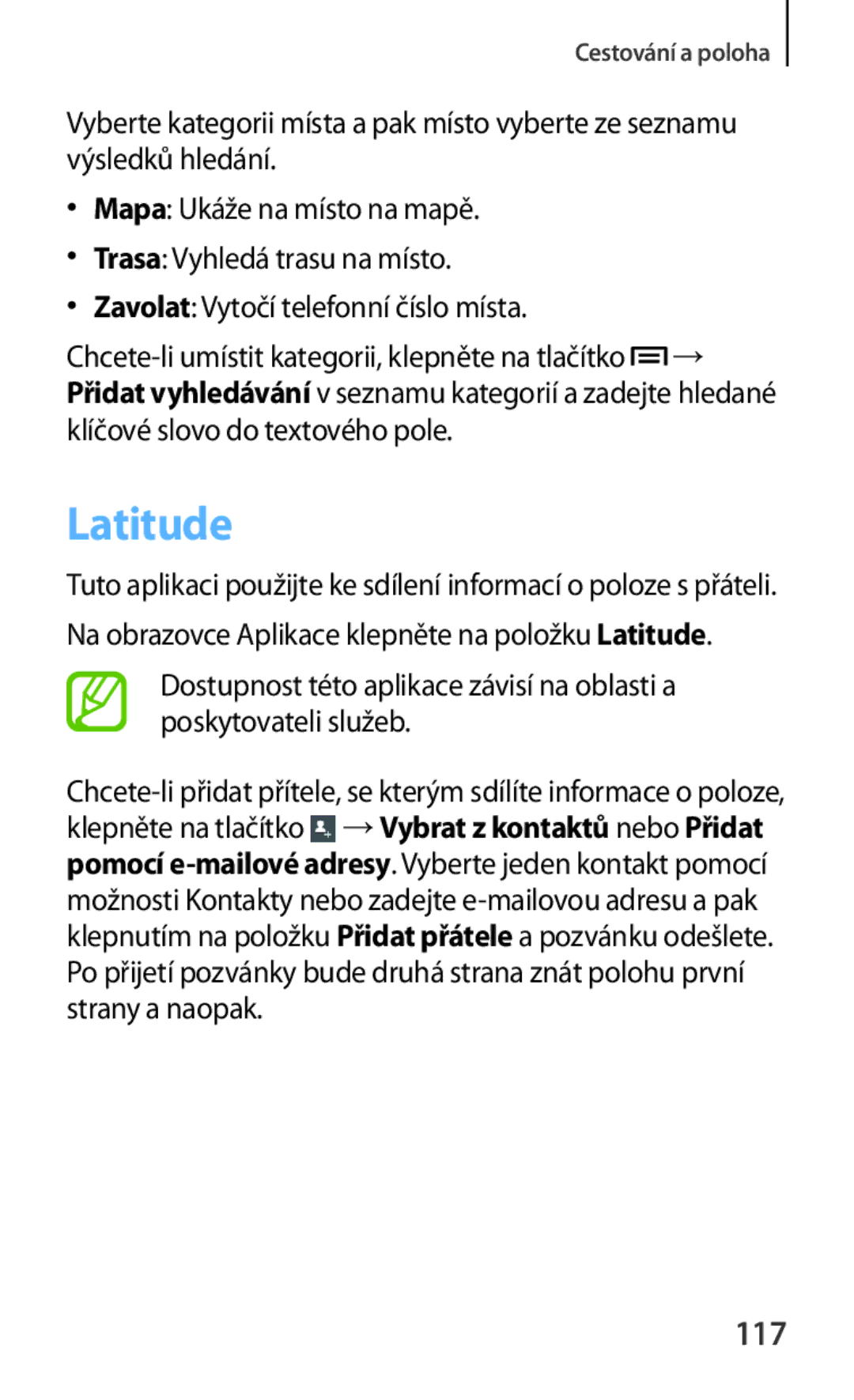 Samsung GT-I8190MBAMOB, GT-I8190MBNTPL, GT-I8190TANIDE, GT-I8190RWACOS, GT-I8190RWAEUR, GT-I8190MBAXEO manual Latitude, 117 