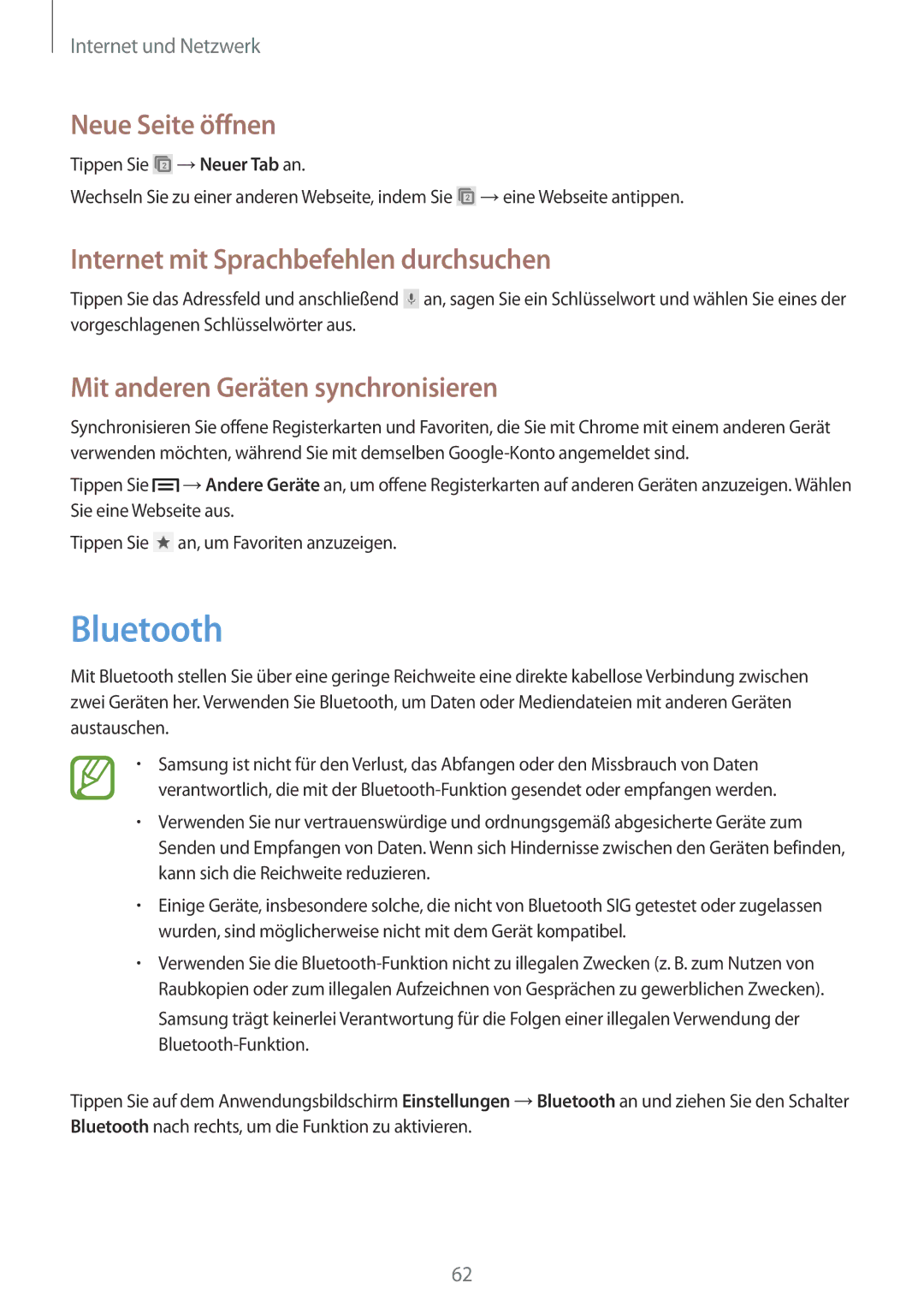 Samsung GT-I8190MBNTPL, GT-I8190RWNDTM, GT-I8190RWNDBT, GT-I8190TANIDE manual Bluetooth, Mit anderen Geräten synchronisieren 