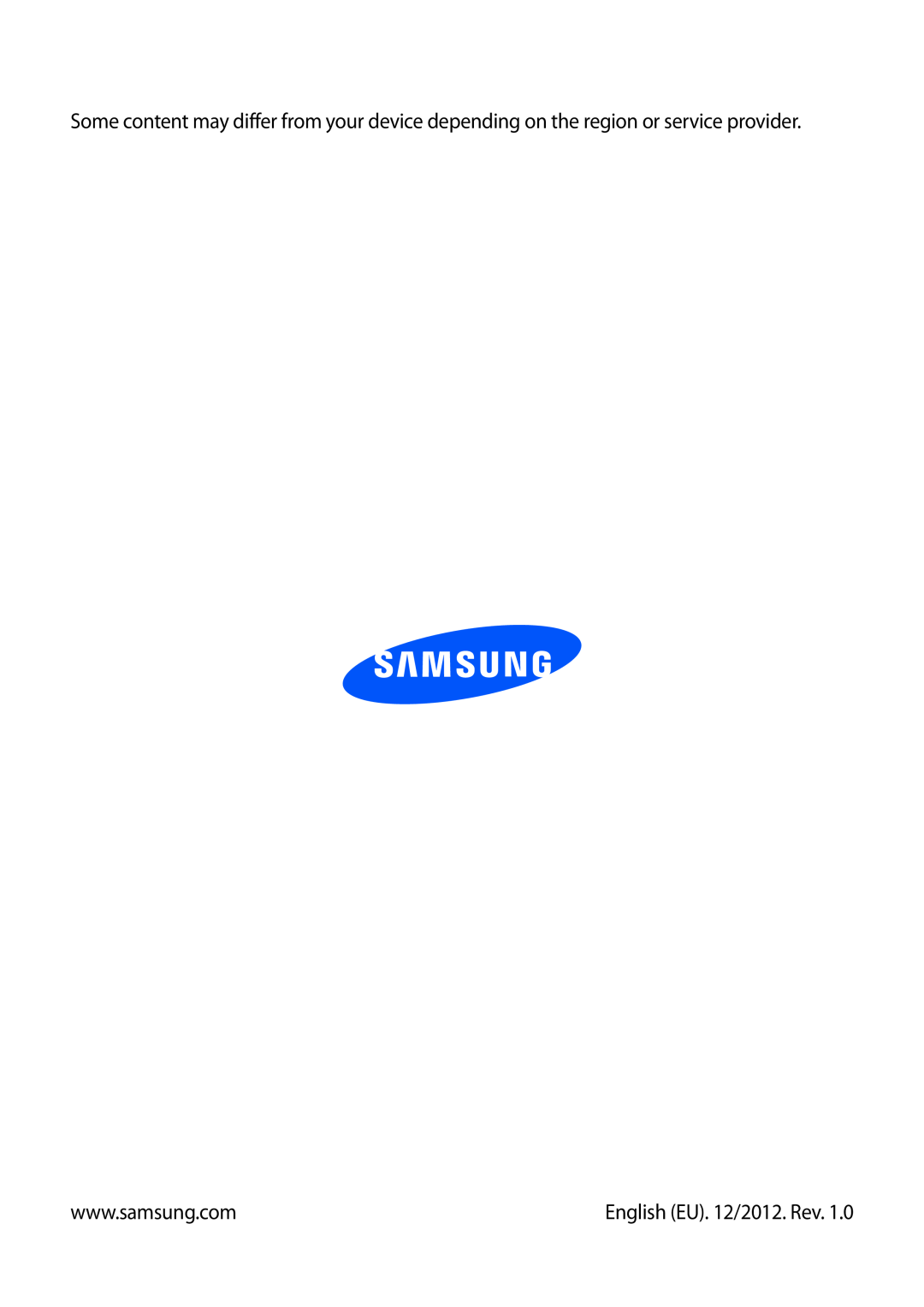 Samsung GT-I8190TANORS, GT-I8190RWNDTM, GT-I8190RWNDBT, GT-I8190MBNTPL, GT-I8190TANIDE manual English EU. 12/2012. Rev 