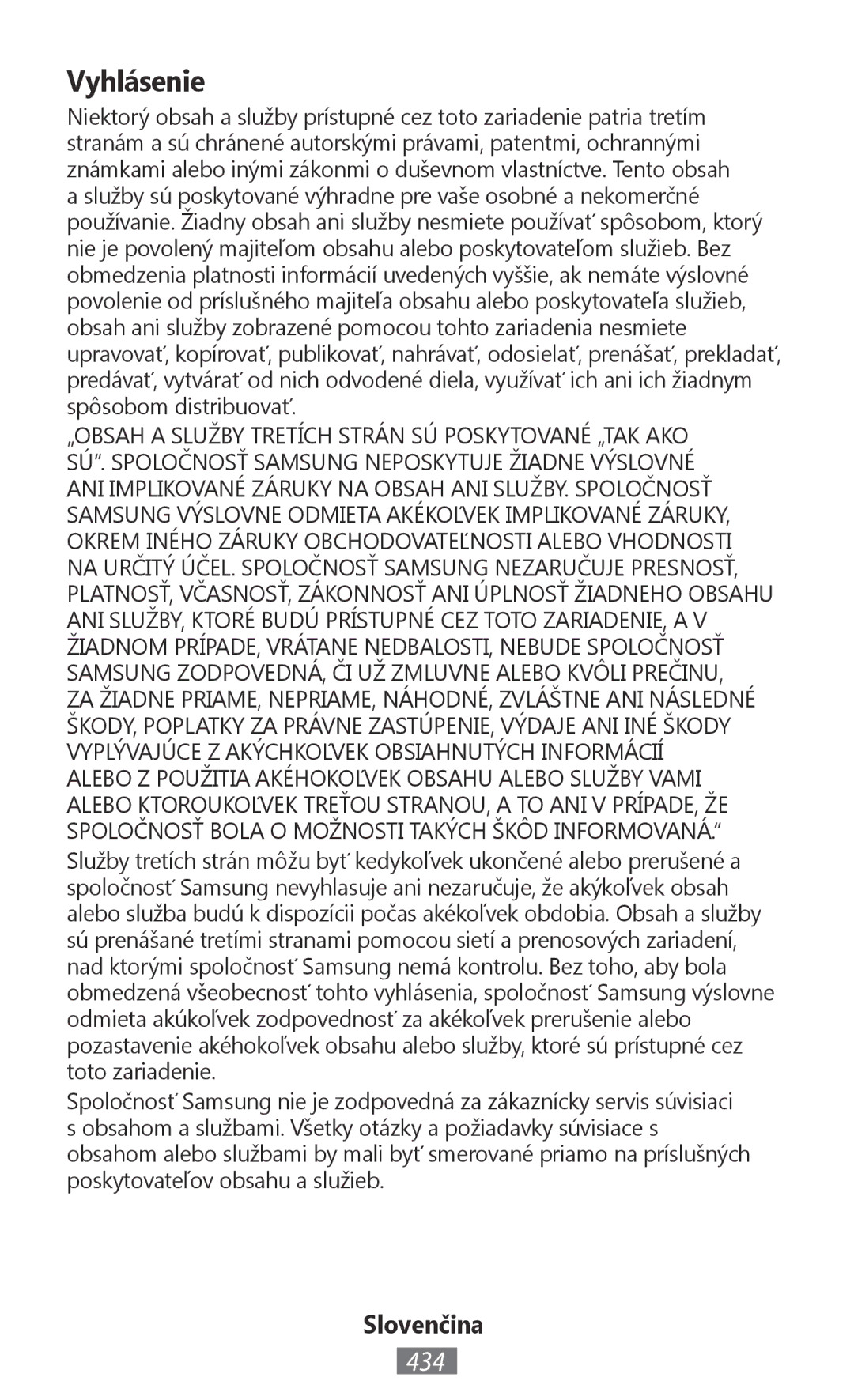 Samsung GT-S5301ZWASEB, GT-I8190RWNDTM, GT-I8190RWNDBT, GT-I8190MBNTPL, GT-S5301ZKAWIN, GT-I8190TANIDE manual Vyhlásenie, 434 