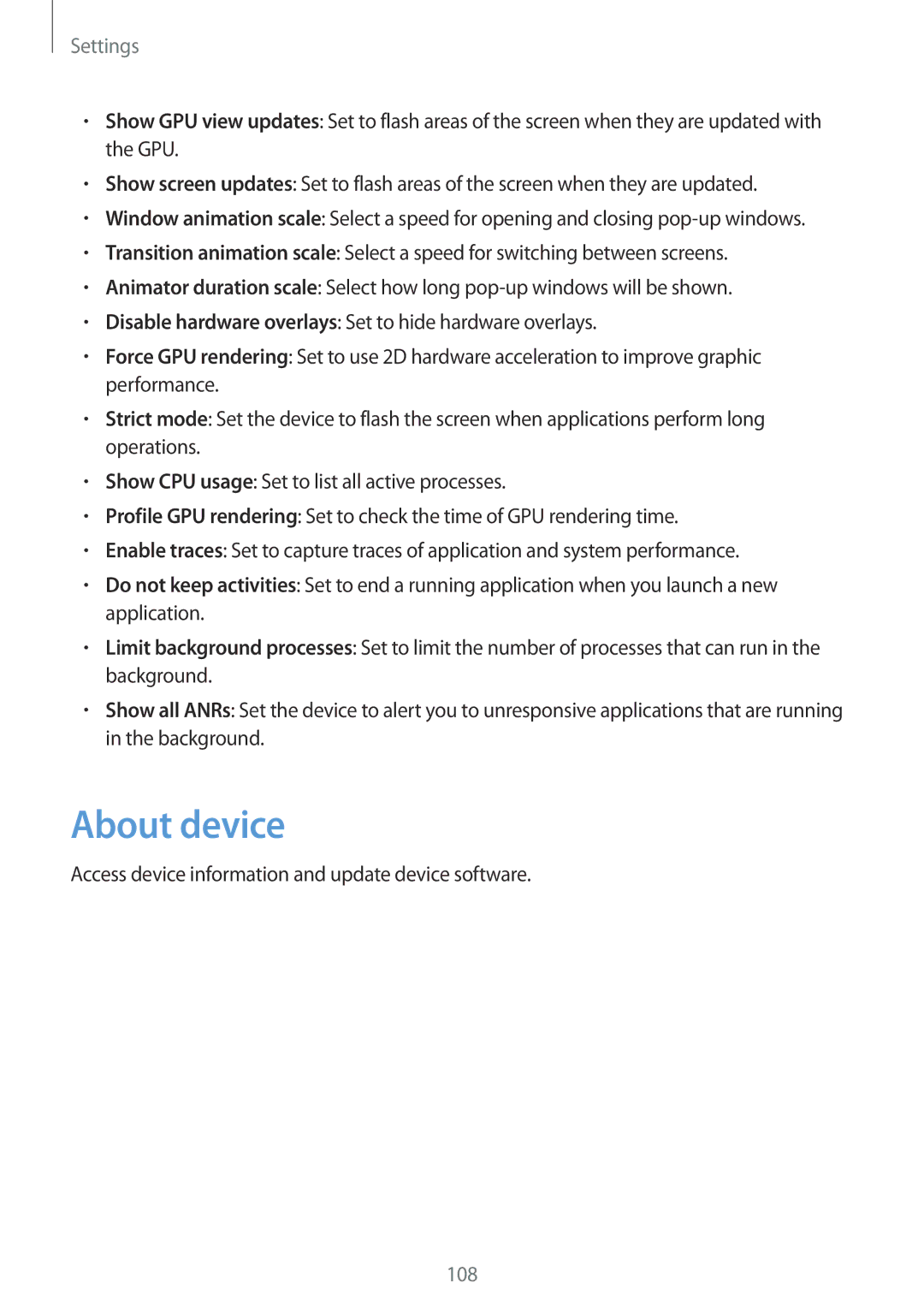 Samsung GT-I8190RWAGBL, GT-I8190RWNDTM, GT-I8190RWNDBT About device, Access device information and update device software 