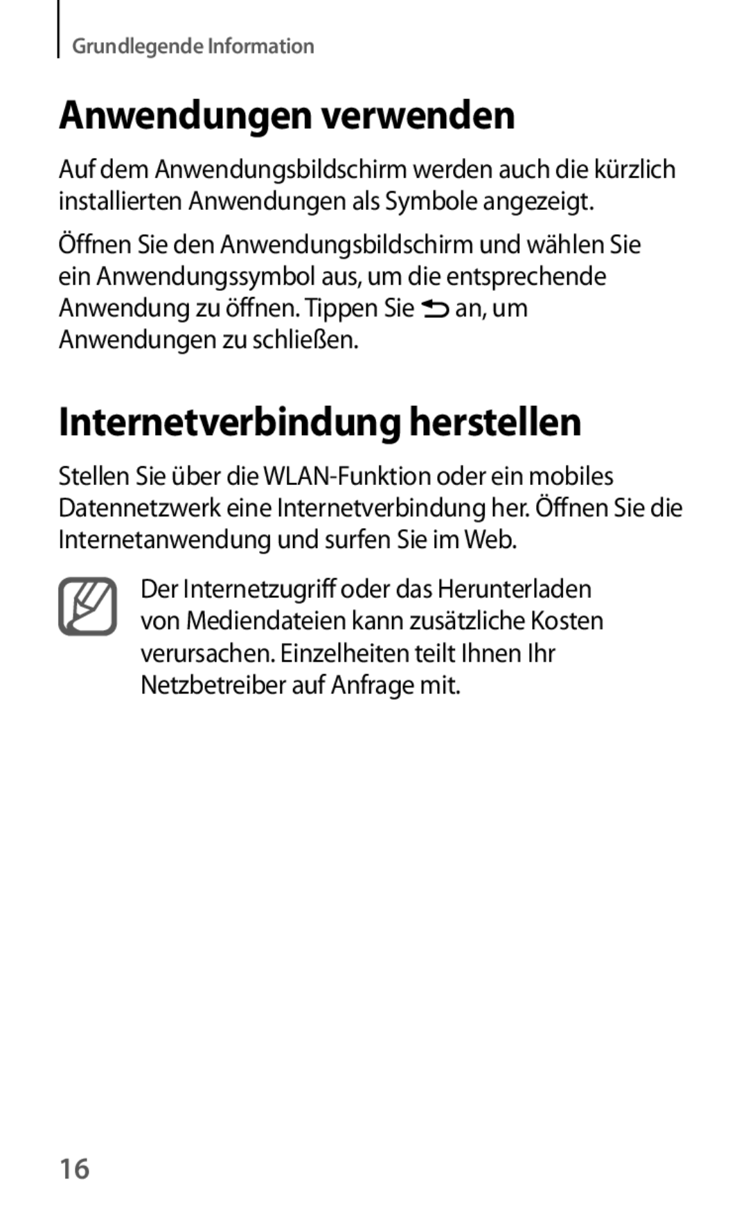 Samsung GT-I8190RWATUR, GT-I8190RWNDTM, GT-I8190RWNDBT, GT-I8190RWATPH Anwendungen verwenden, Internetverbindung herstellen 