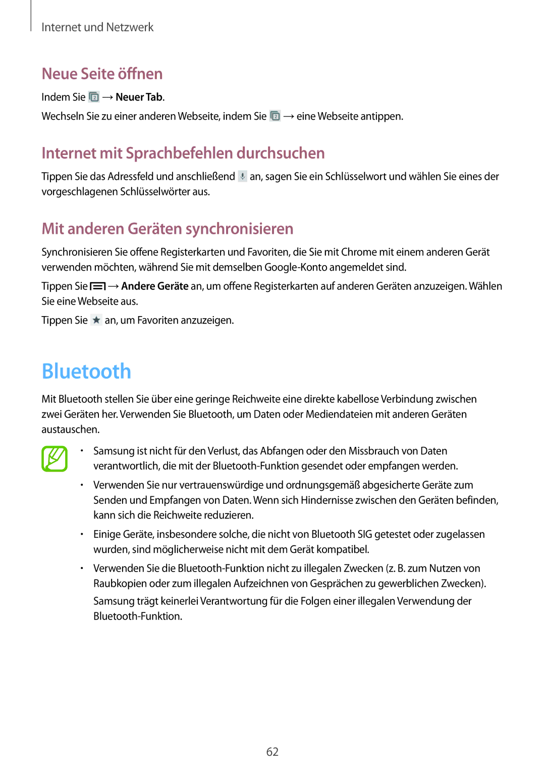 Samsung GT-I8190MBNDTM, GT-I8190RWNDTM, GT-I8190RWNDBT, GT-I8190RWATPH manual Bluetooth, Mit anderen Geräten synchronisieren 