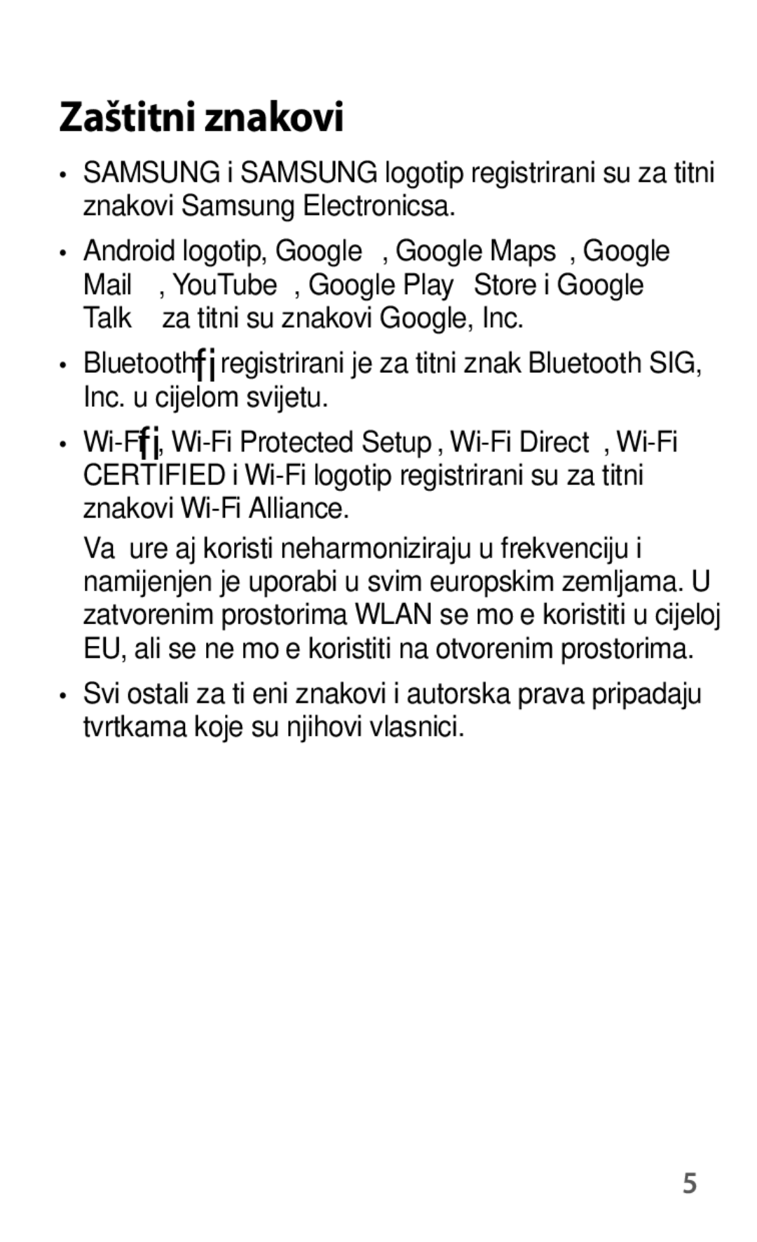 Samsung GT-I8190MBATWO, GT-I8190RWNVIP, GT-I8190MBNVIP, GT-I8190RWACRO, GT-I8190RWASEE, GT-I8190TAACRO manual Zaštitni znakovi 