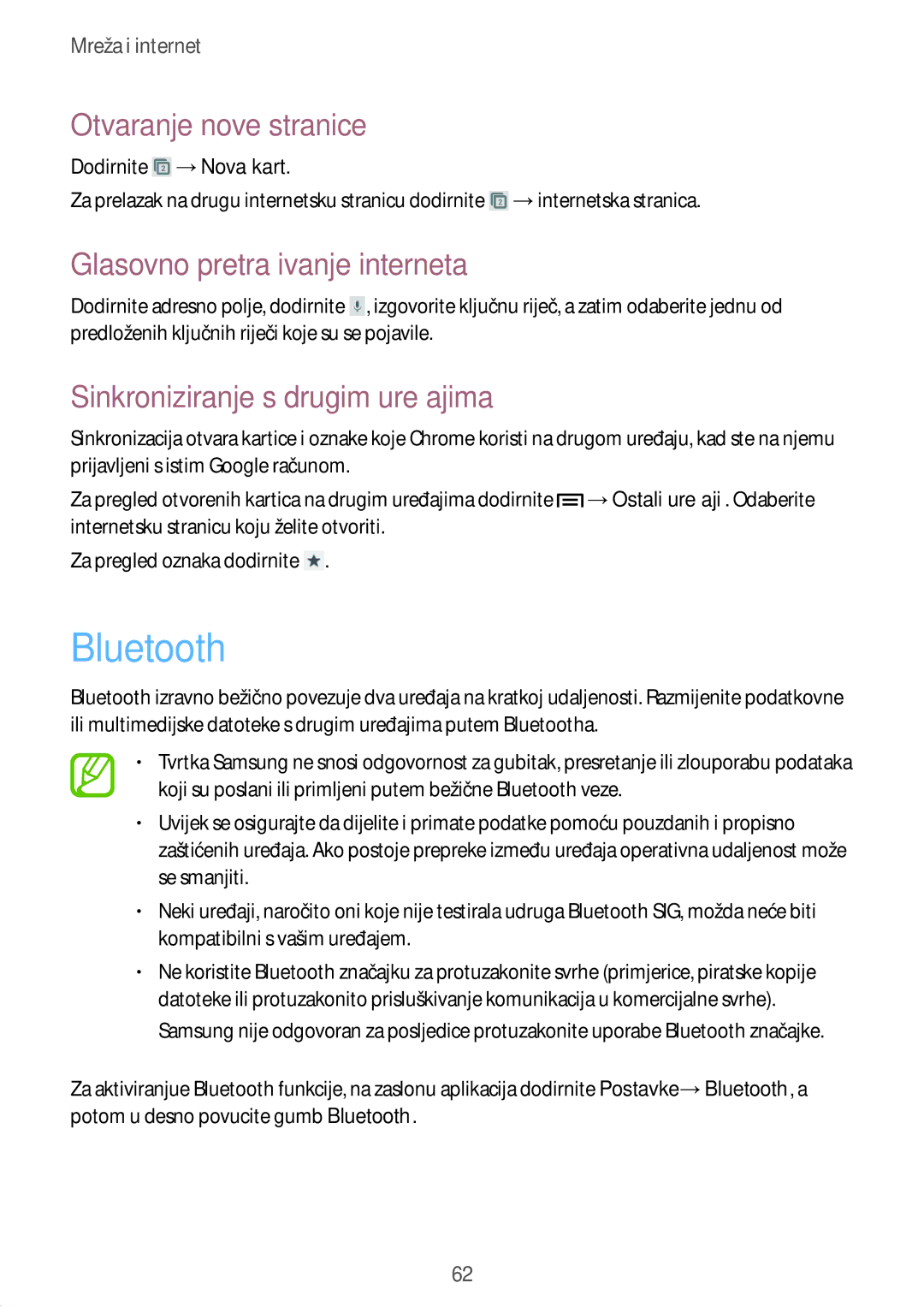 Samsung GT-I8190RWNVIP, GT-I8190MBNVIP manual Bluetooth, Sinkroniziranje s drugim uređajima 