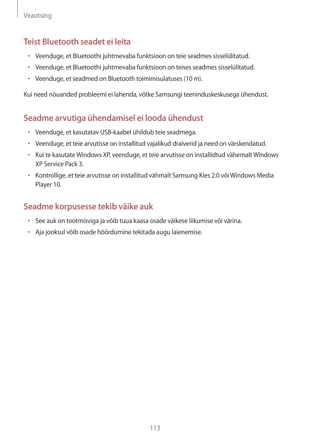 Samsung GT-I8190MBNSEB, GT-I8190ZWWSEB, GT-I8190ZWZSEB, GT-I8190RWNSEB, GT-I8190MBASEB manual Teist Bluetooth seadet ei leita 