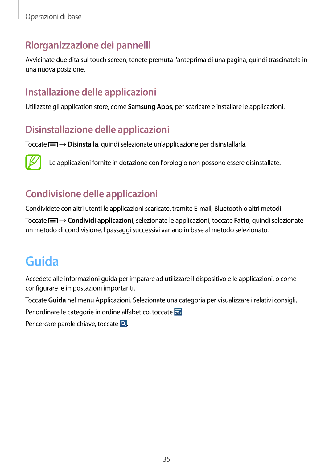 Samsung GT-I8200RWAXEO, GT-I8200RWAOMN manual Guida, Installazione delle applicazioni, Disinstallazione delle applicazioni 