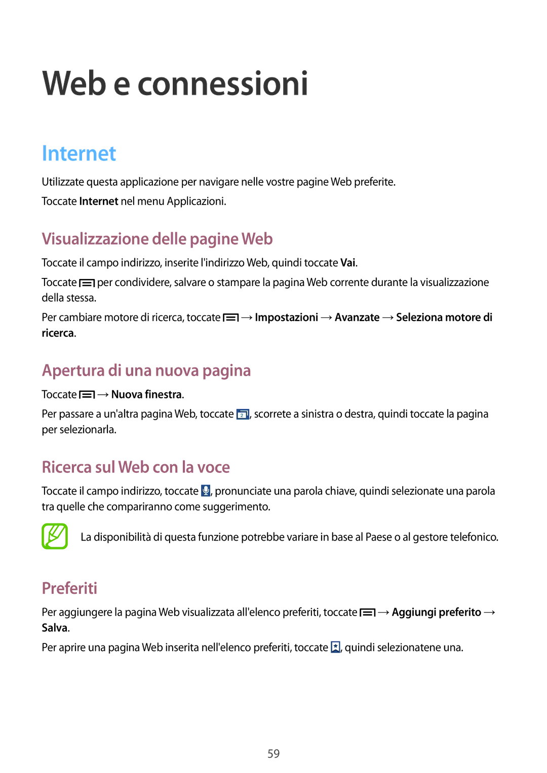 Samsung GT-I8200MBAITV, GT-I8200RWAXEO, GT-I8200RWAOMN, GT-I8200MBAOMN, GT-I8200RWAITV manual Web e connessioni, Internet 