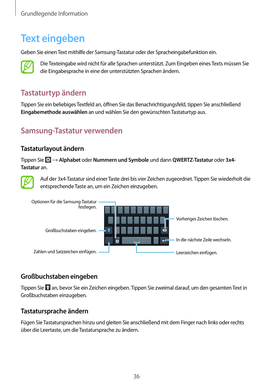 Samsung GT-I8200GRNDBT, GT-I8200ZNNDBT, GT-I8200OKNVIT manual Text eingeben, Tastaturtyp ändern, Samsung-Tastatur verwenden 