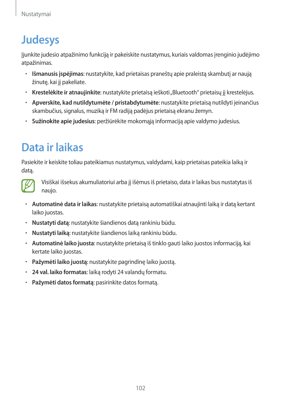 Samsung GT-I8260MBASEB, GT-I8260CWASEB manual Judesys, Data ir laikas 