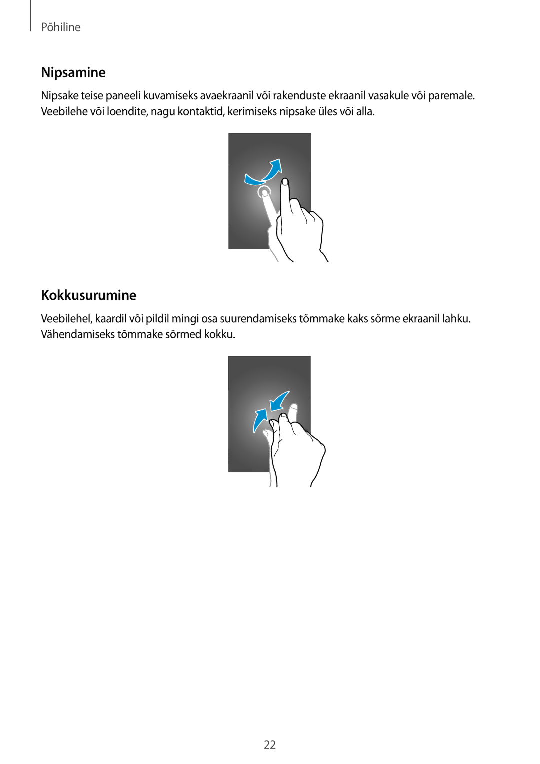 Samsung GT-I8260MBASEB, GT-I8260CWASEB manual Nipsamine, Kokkusurumine 