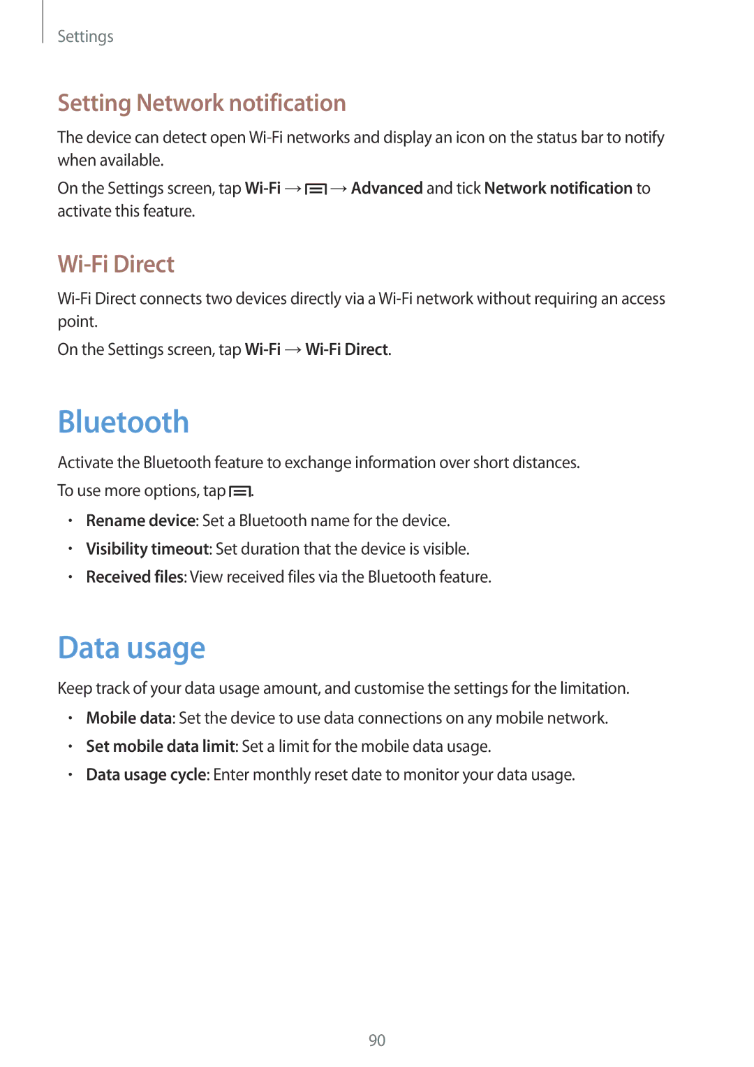 Samsung GT-I8260CWAXEC, GT-I8260MBAXEF, GT-I8260CWAXEF, GT-I8260MBAITV, GT-I8260CWAHUI manual Setting Network notification 