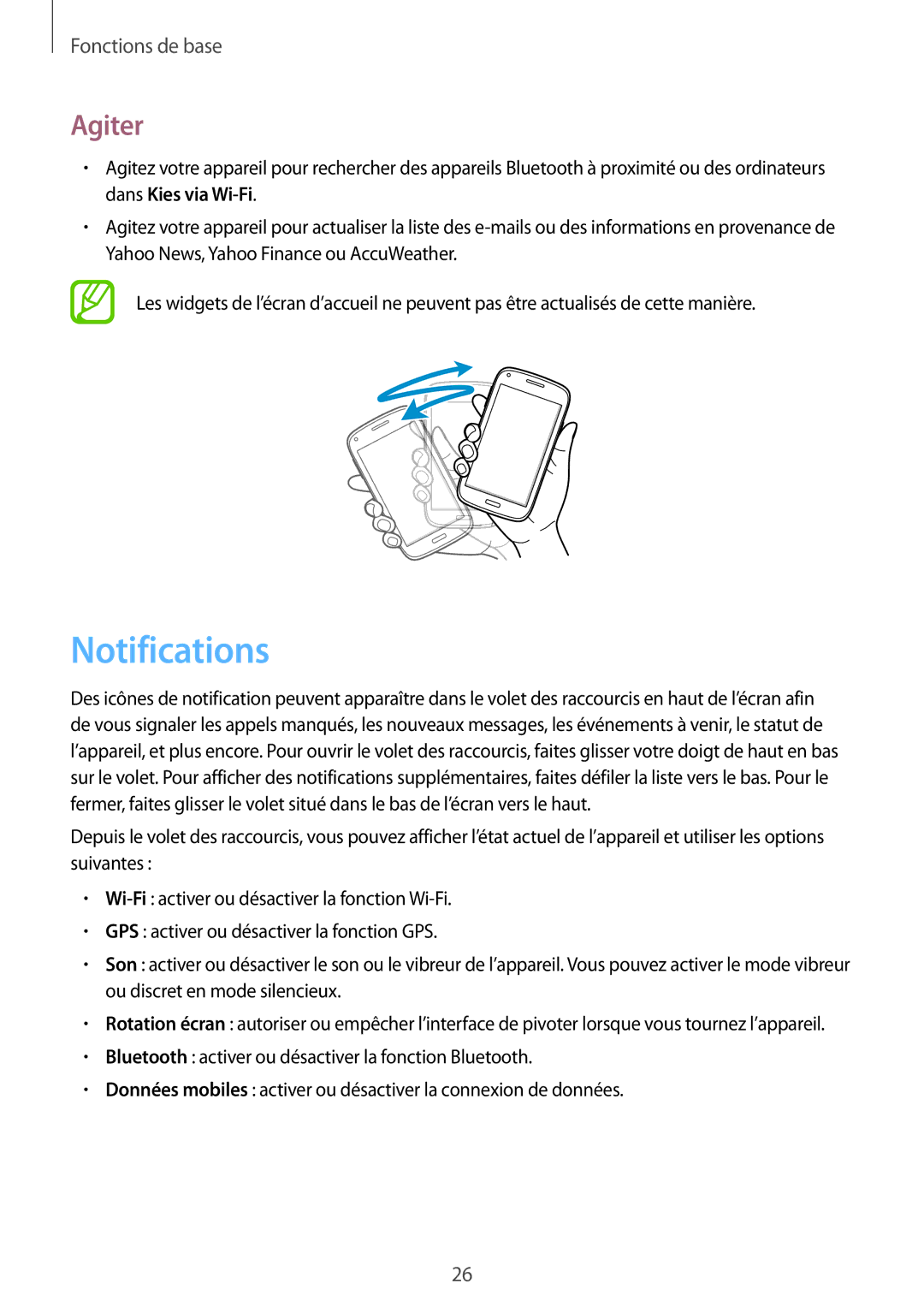 Samsung GT-I8260MBAXEF, GT-I8260CWAXEF manual Notifications, Agiter 