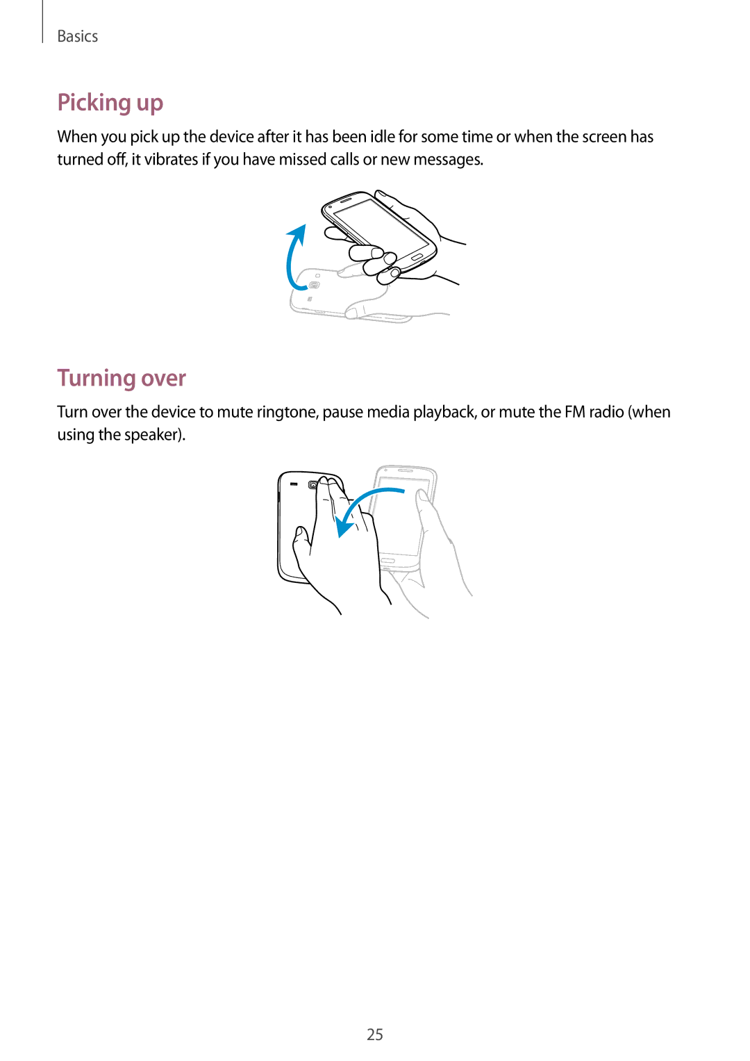 Samsung GT-I8262 user manual Picking up, Turning over 