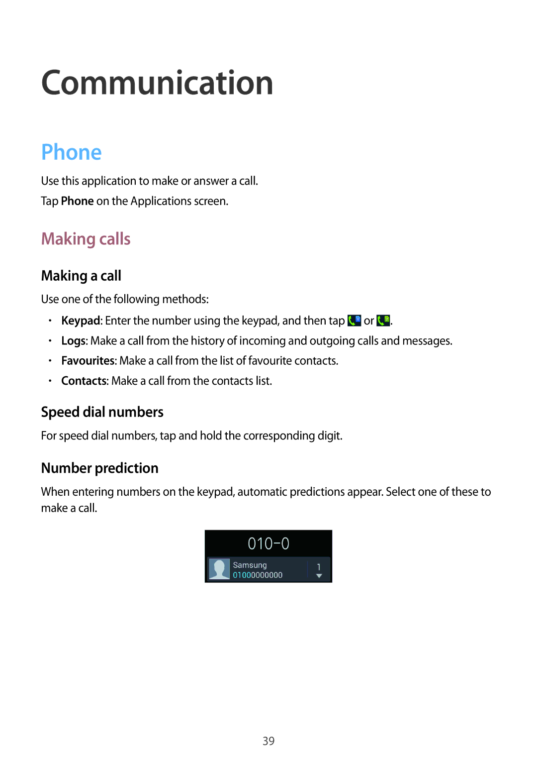 Samsung GT-I8262 user manual Communication, Phone, Making calls 