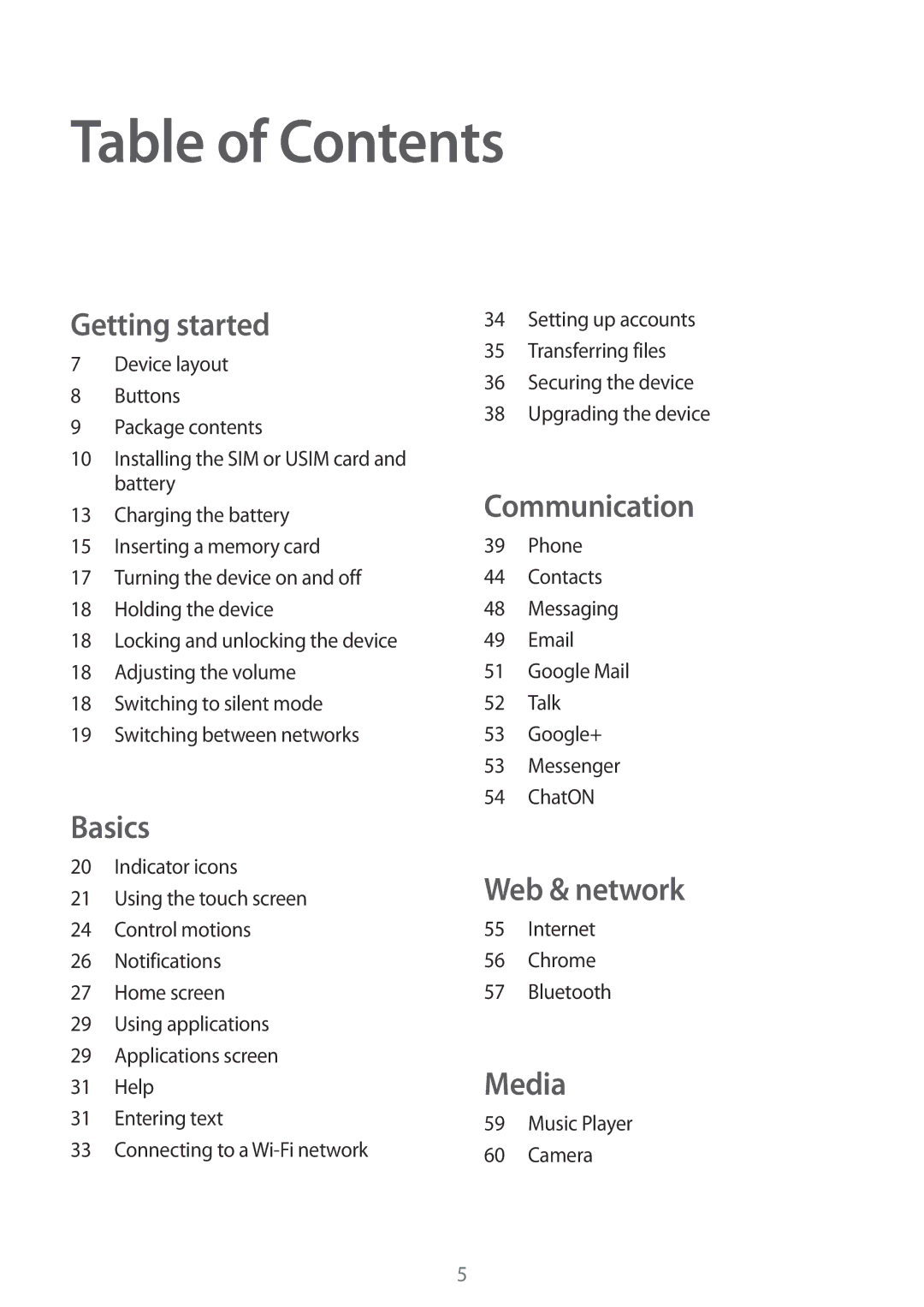 Samsung GT-I8262 user manual Table of Contents 