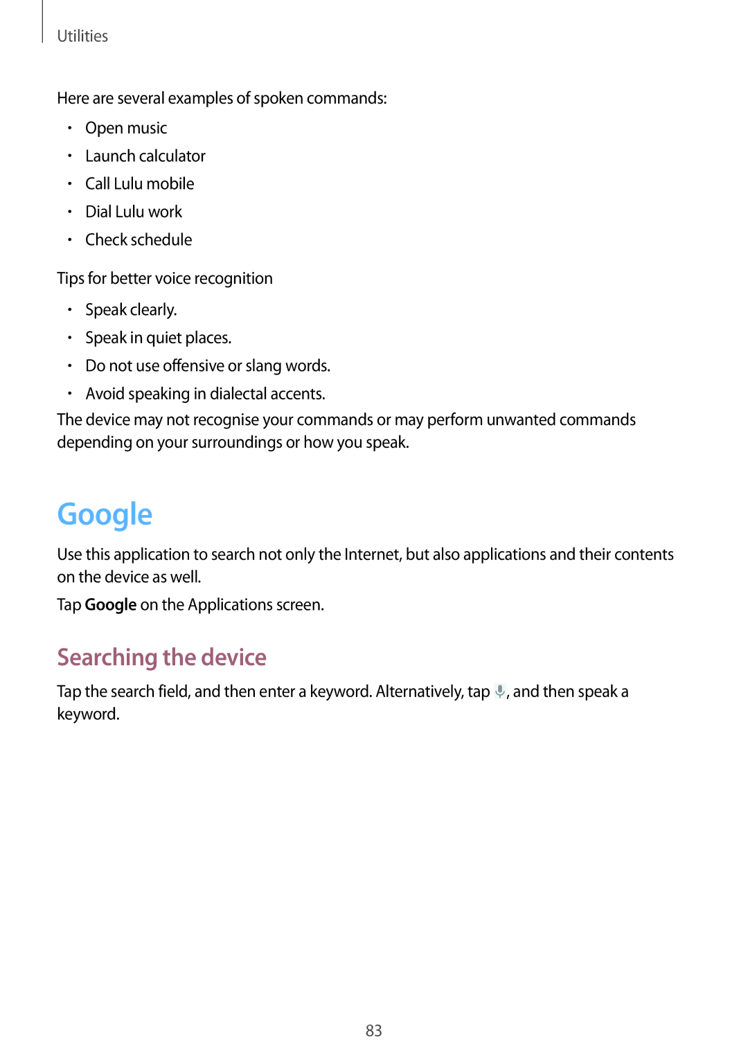 Samsung GT-I8262 user manual Google, Searching the device 