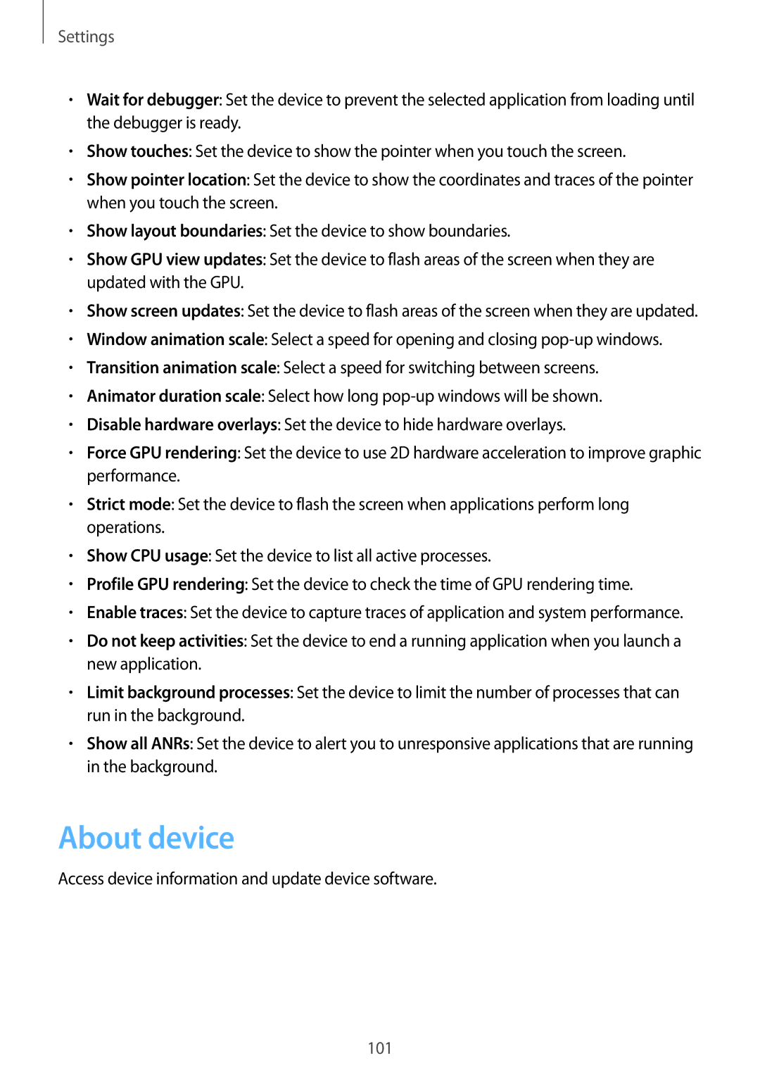 Samsung GT-I8262MBAXEH, GT-I8262CWAXEF, GT-I8262MBAXEF About device, Access device information and update device software 