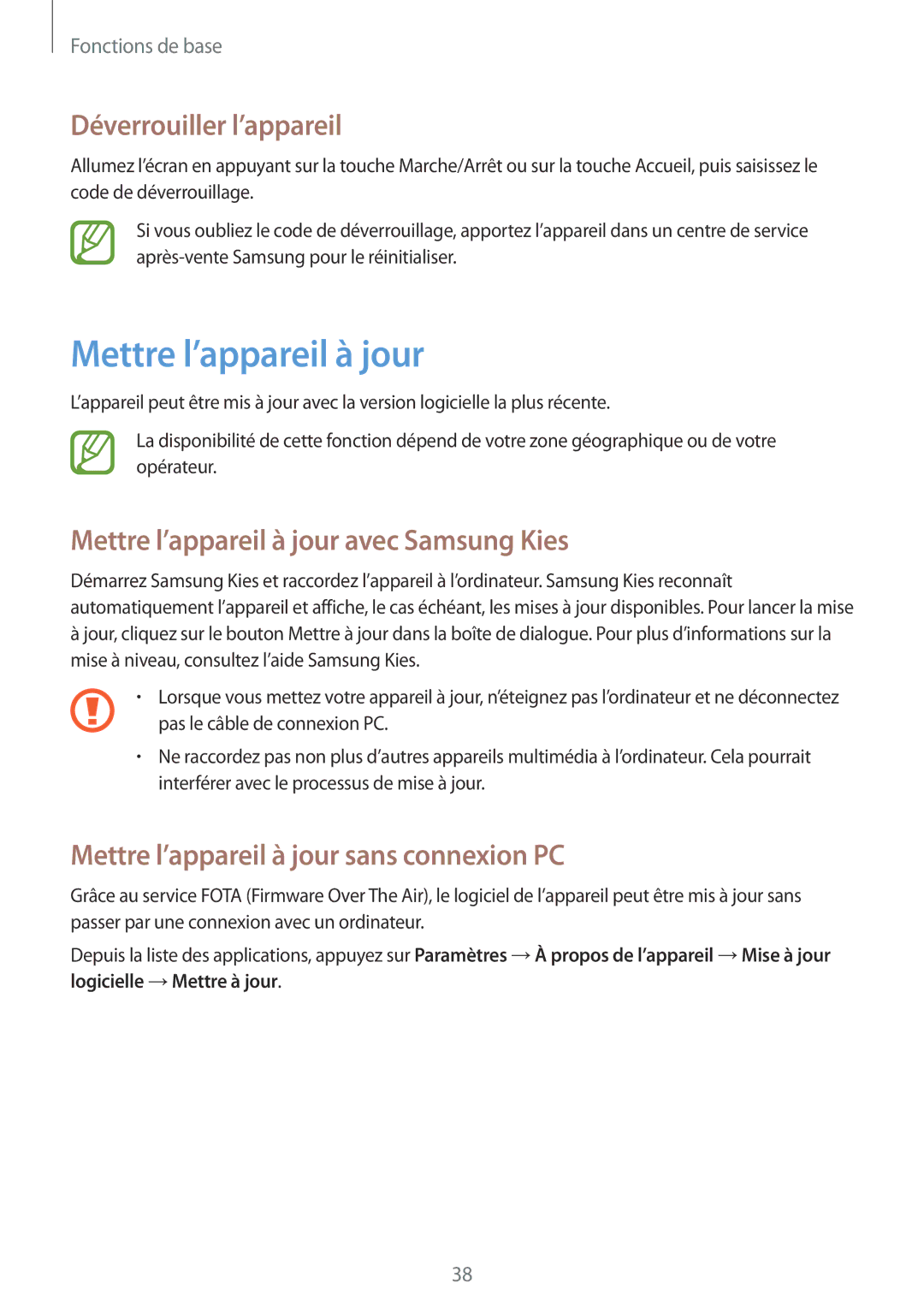 Samsung GT-I8262CWAXEF, GT-I8262MBAXEF manual Déverrouiller l’appareil, Mettre l’appareil à jour avec Samsung Kies 