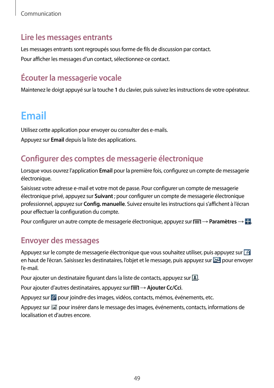 Samsung GT-I8262MBAXEF, GT-I8262CWAXEF manual Lire les messages entrants, Écouter la messagerie vocale 