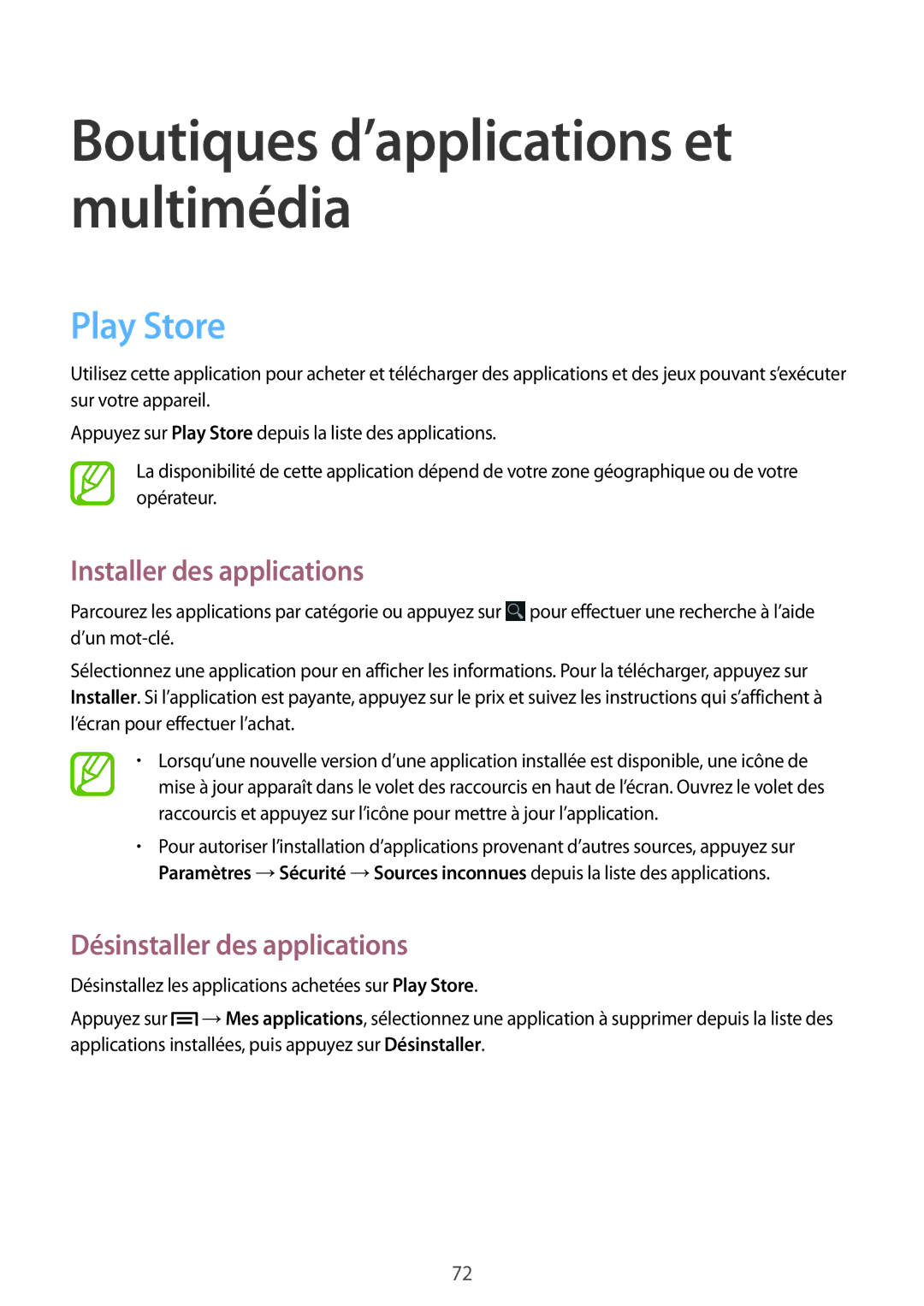 Samsung GT-I8262CWAXEF, GT-I8262MBAXEF manual Boutiques d’applications et multimédia, Play Store 