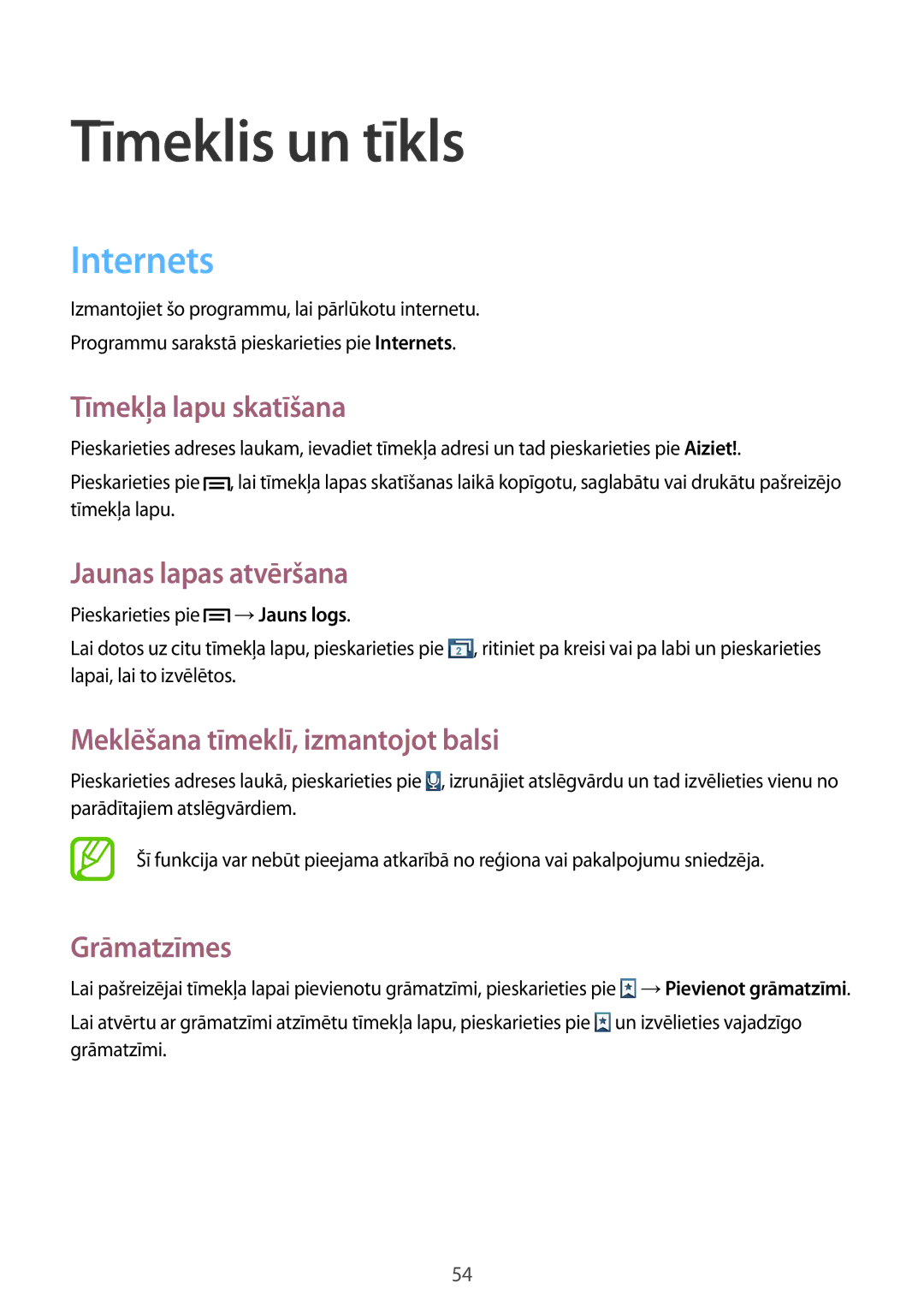 Samsung GT-I8262WRZSEB manual Tīmeklis un tīkls, Internets 