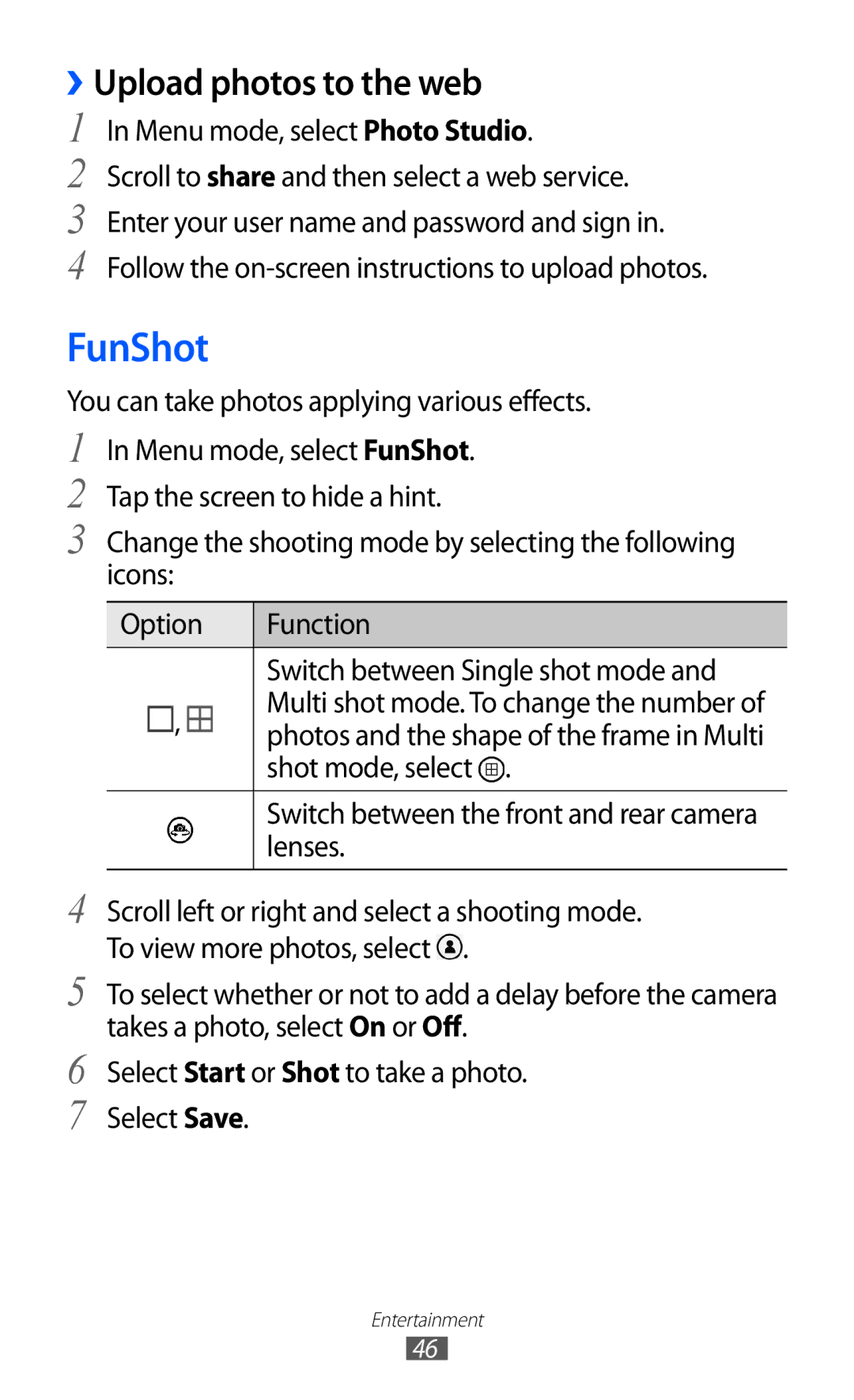 Samsung GT-I8350HKAHUI, GT-I8350HKAATO, GT-I8350HKADTM, GT-I8350HKAVD2, GT-I8350HKADBT FunShot, ››Upload photos to the web 