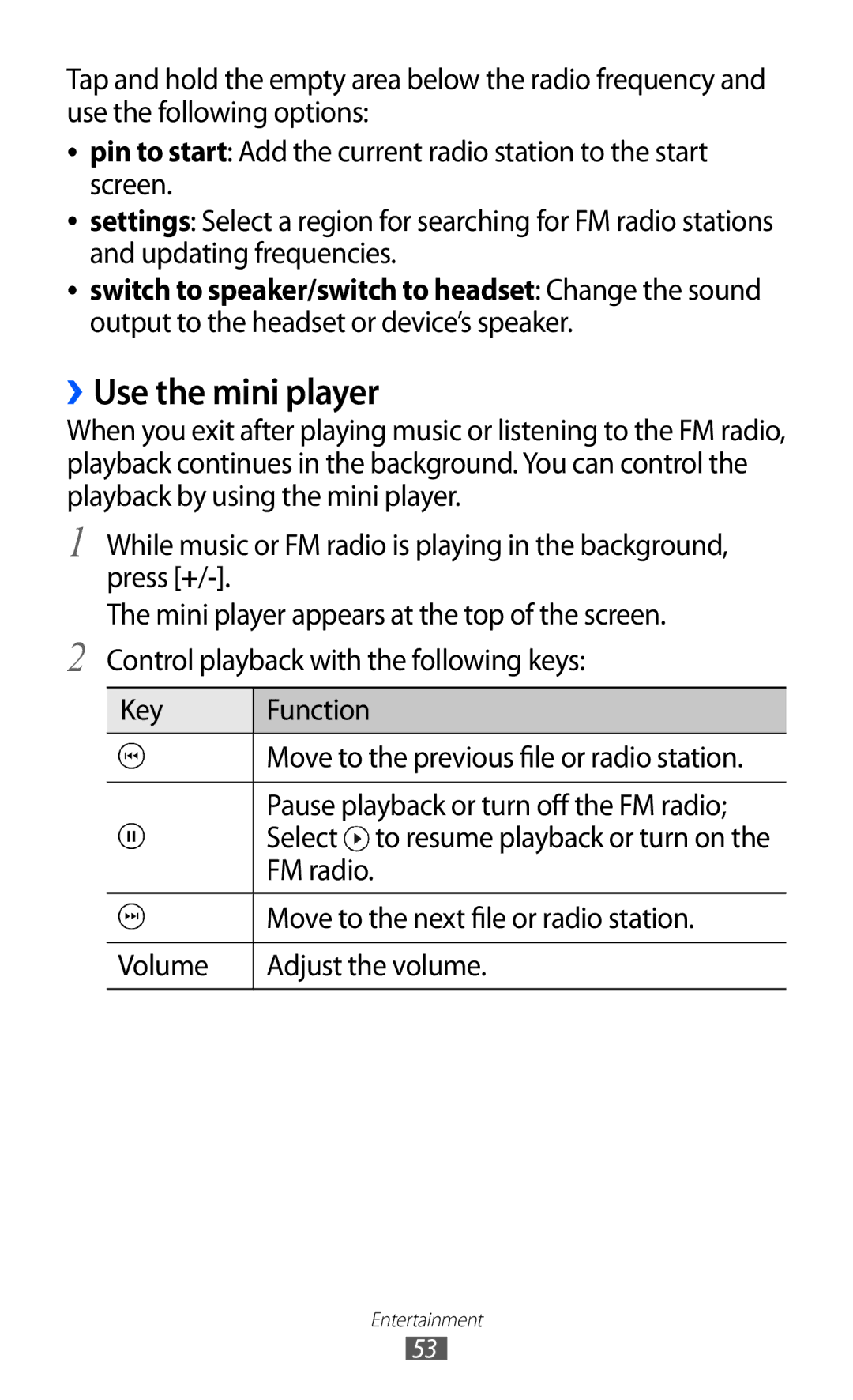 Samsung GT-I8350HKATWO, GT-I8350HKAATO, GT-I8350HKADTM, GT-I8350HKAVD2, GT-I8350HKADBT, GT-I8350HKAFTM ››Use the mini player 