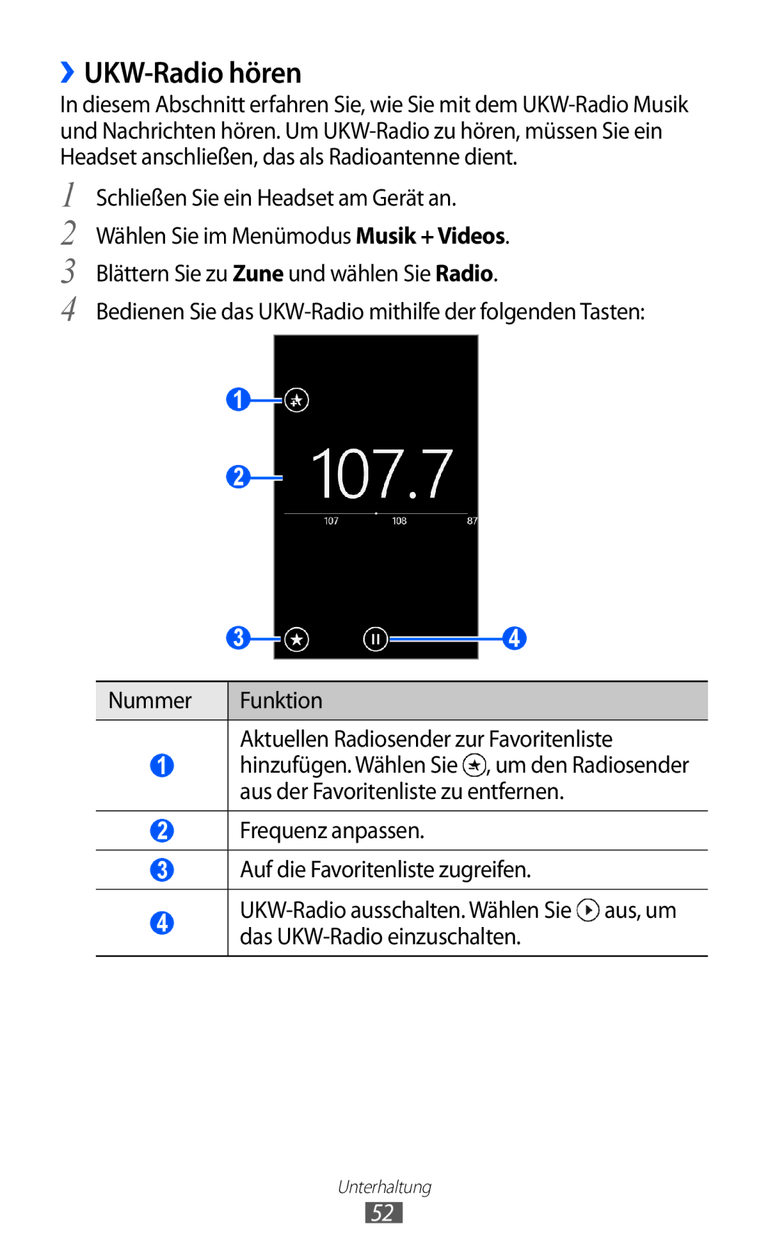 Samsung GT-I8350HKAATO, GT-I8350HKADTM, GT-I8350HKAVD2, GT-I8350HKADBT manual ››UKW-Radio hören 