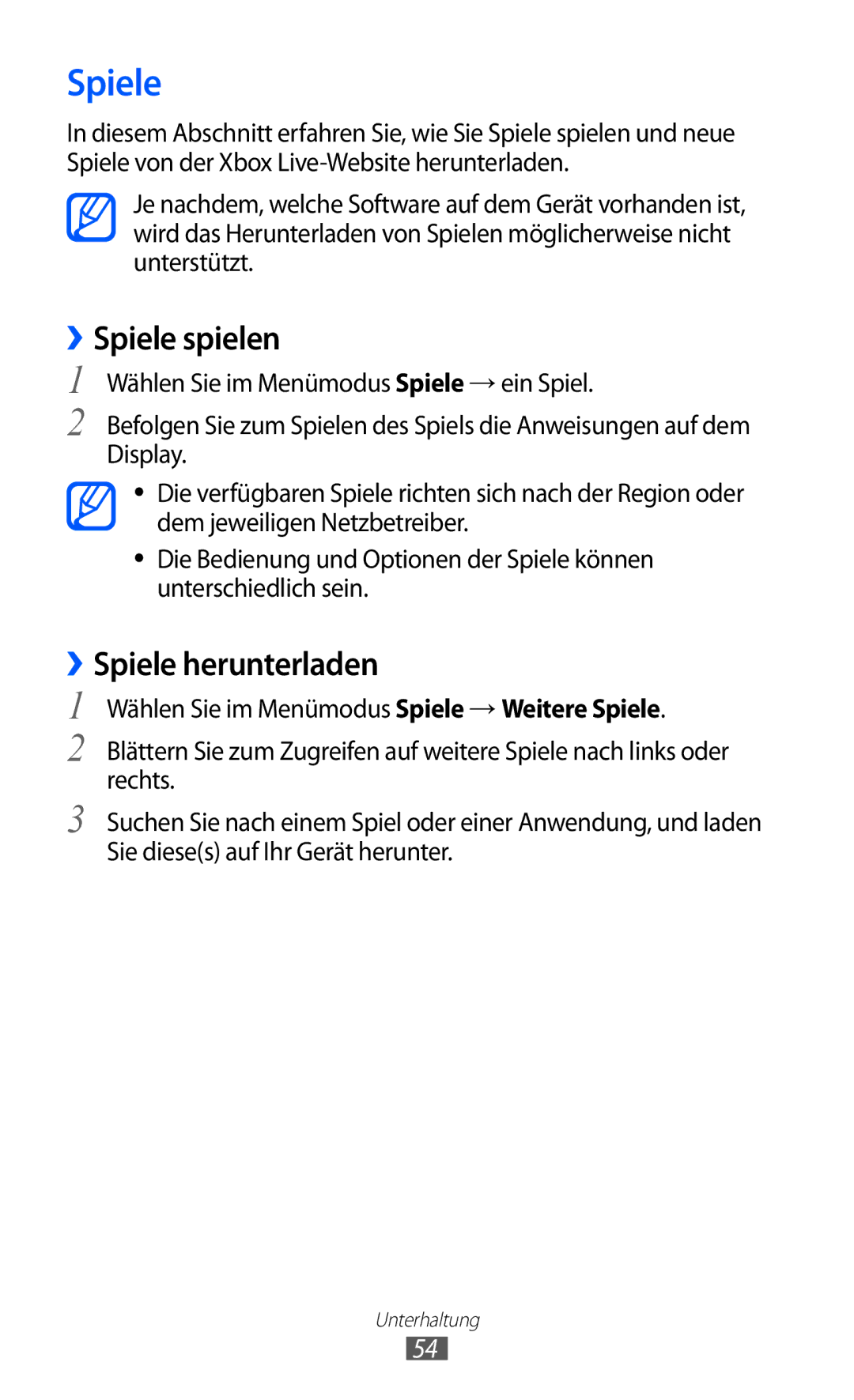 Samsung GT-I8350HKAVD2, GT-I8350HKAATO, GT-I8350HKADTM, GT-I8350HKADBT manual ››Spiele spielen, ››Spiele herunterladen 