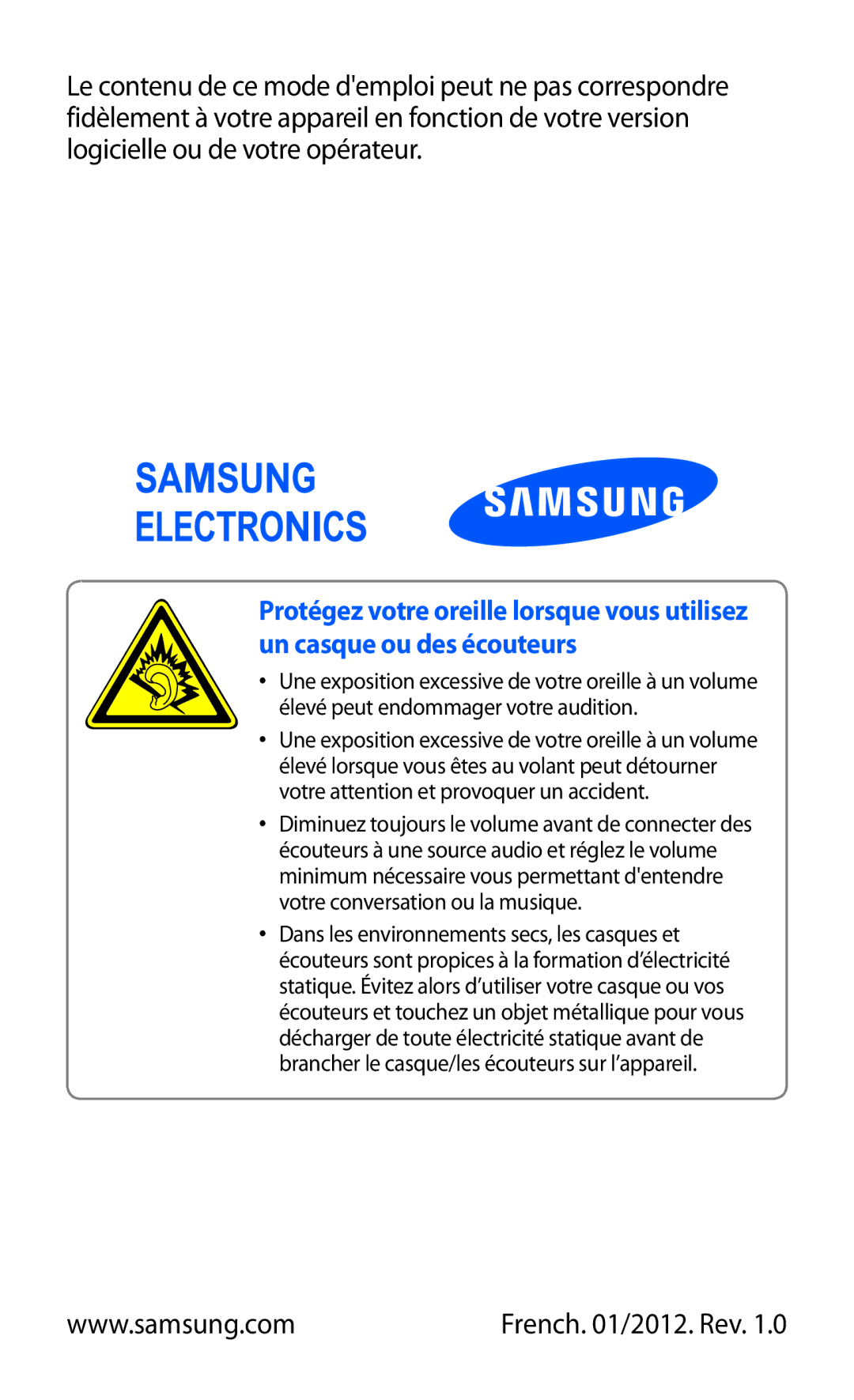 Samsung GT-I8350HKASFR, GT-I8350HKAFTM, GT-I8350HKAXEF, GT-I8350HKABOG manual French /2012. Rev 