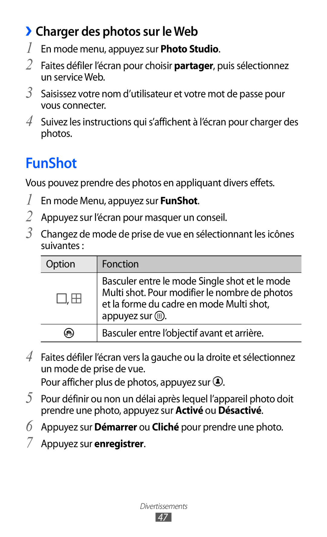 Samsung GT-I8350HKABOG, GT-I8350HKAFTM FunShot, ››Charger des photos sur le Web, Et la forme du cadre en mode Multi shot 